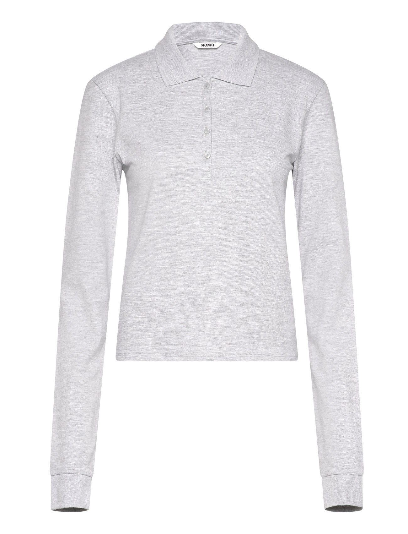 Monki Long-Sleeved Polo Top, XXS, Grey, T-Shirts Og Toppe > Poloer, Dame