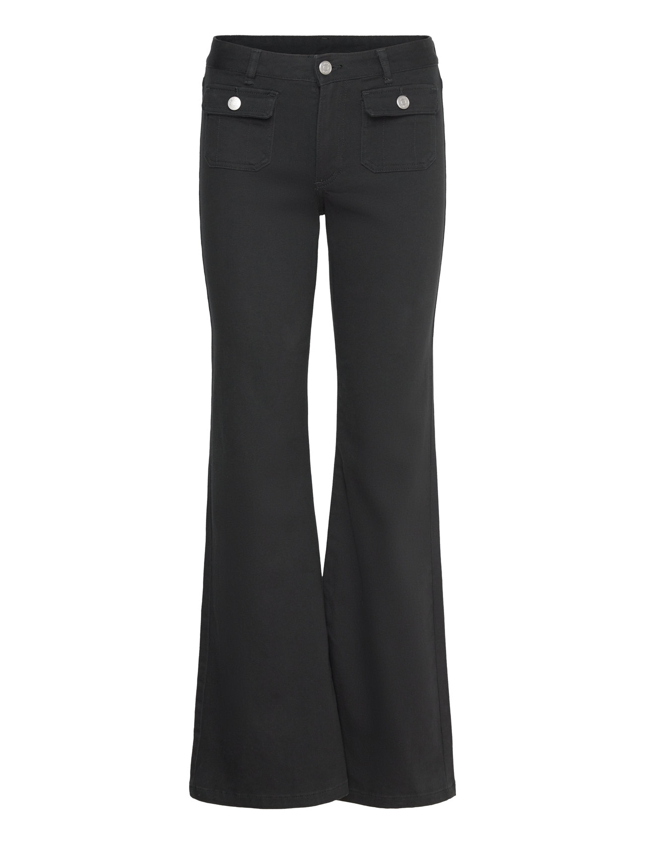 Monki Low Waisted Bootcut Twill Trousers Svart