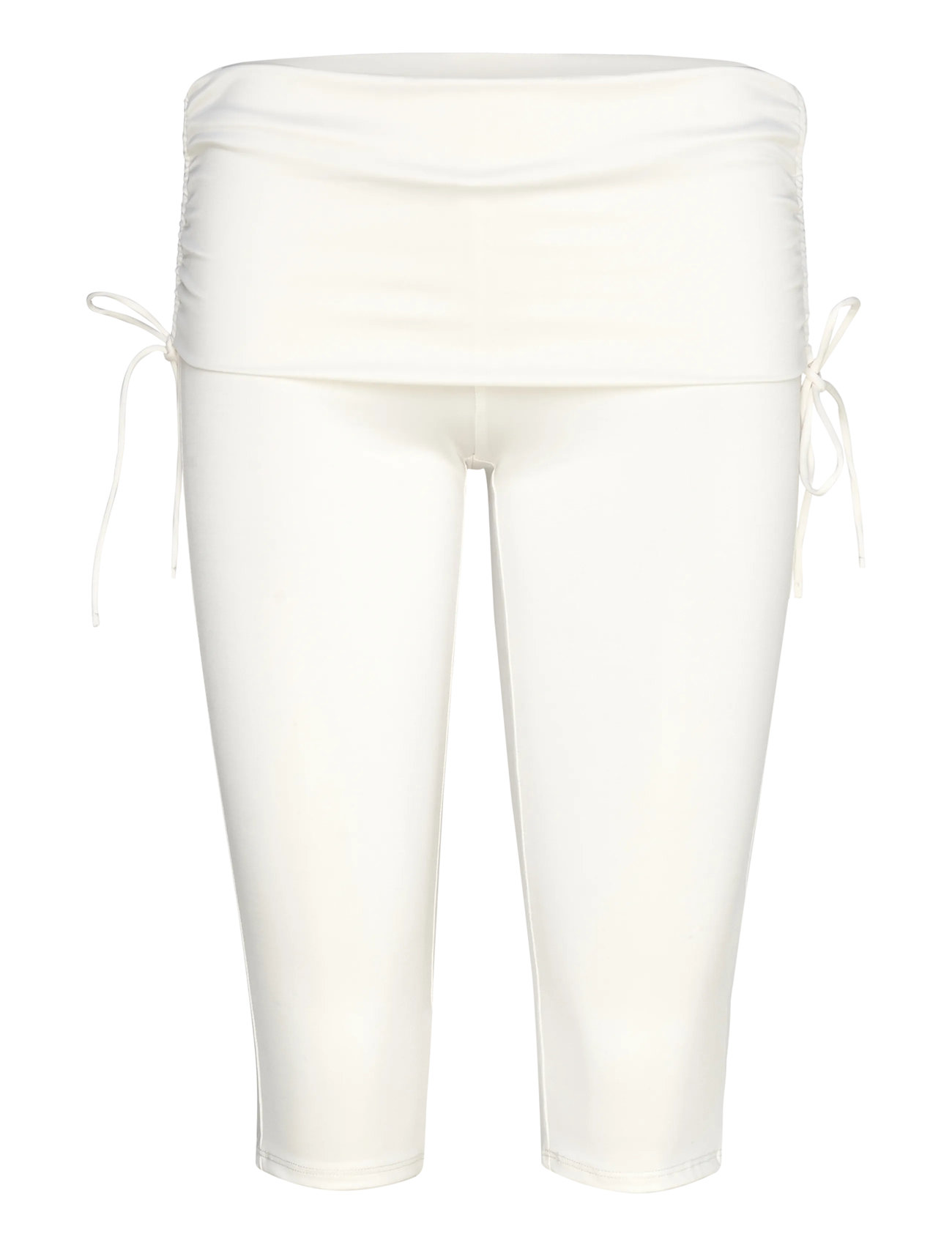 Monki Ruched Low Rise Capri Leggings, XL, White, Bukser > Capri-Bukser, Dame