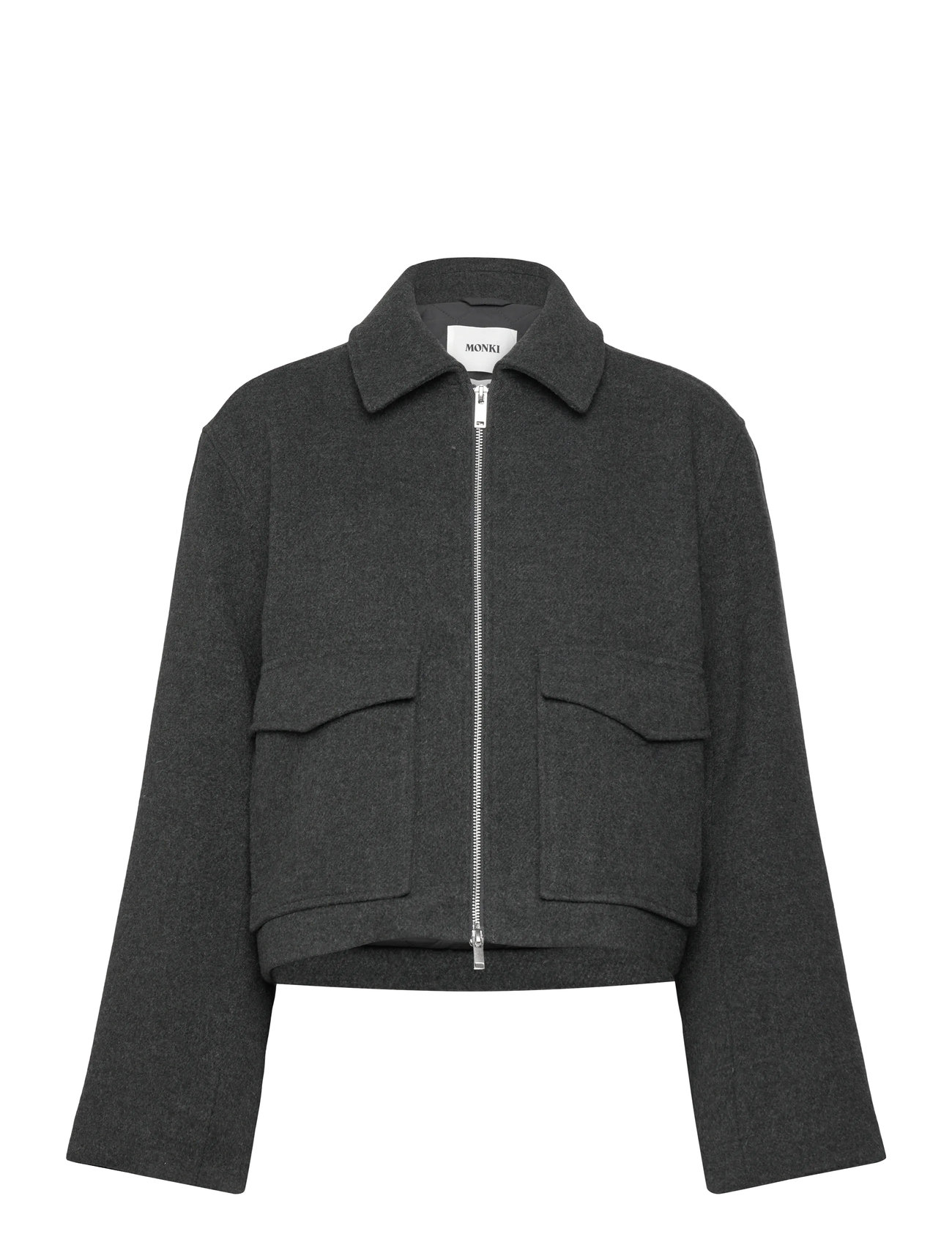 Monki Boxy Twill Jacket, XL, Grey, Jakker > Uldjakker, Dame