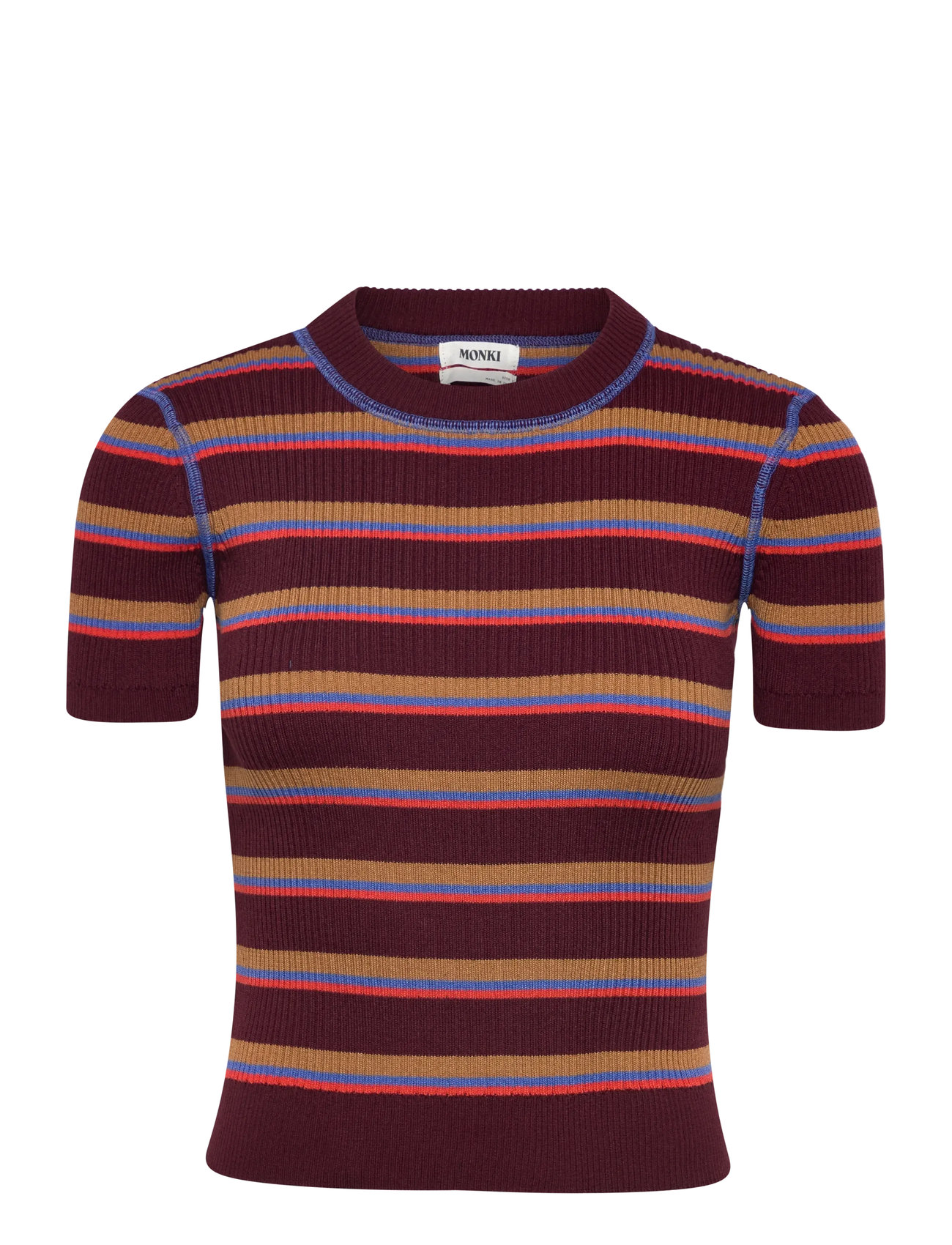 Monki Mini Knitted Top, S, Burgundy, T-Shirts & Toppe > Kortærmede, Dame