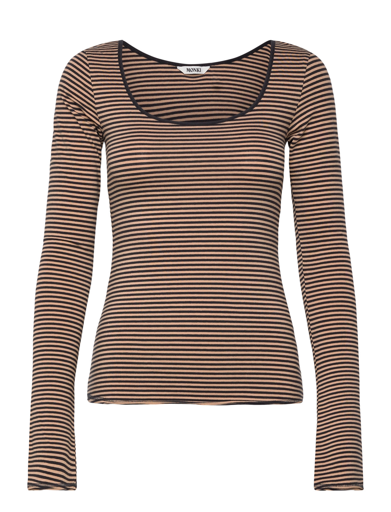 Monki Long-Sleeved Slim Fit Scoop Neck Top, XS, Multi/patterned, T-Shirts & Toppe > Langærmede, Dame