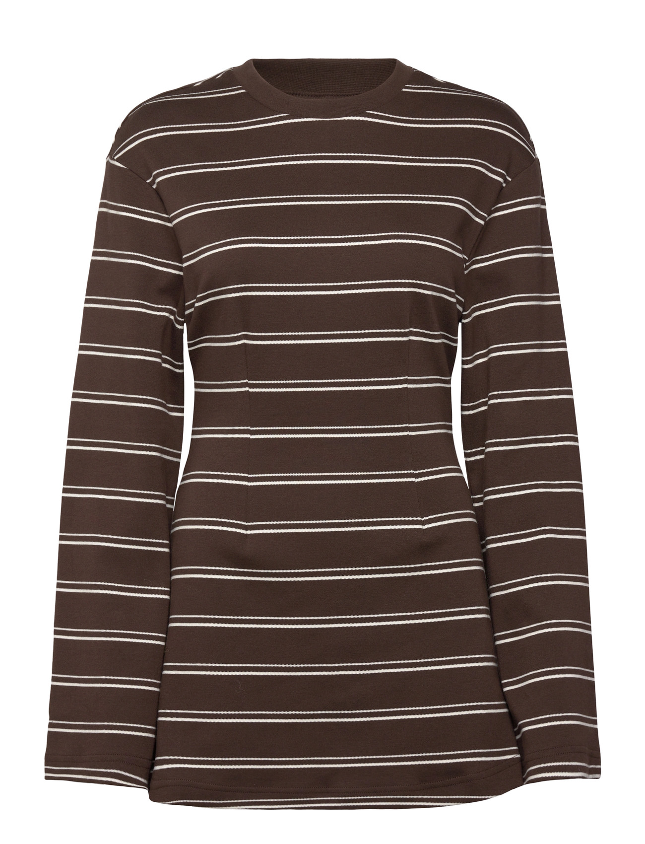 Monki Long-Sleeved Cotton Mini Dress, M, Brown, Kjoler > Kort Kjole, Dame