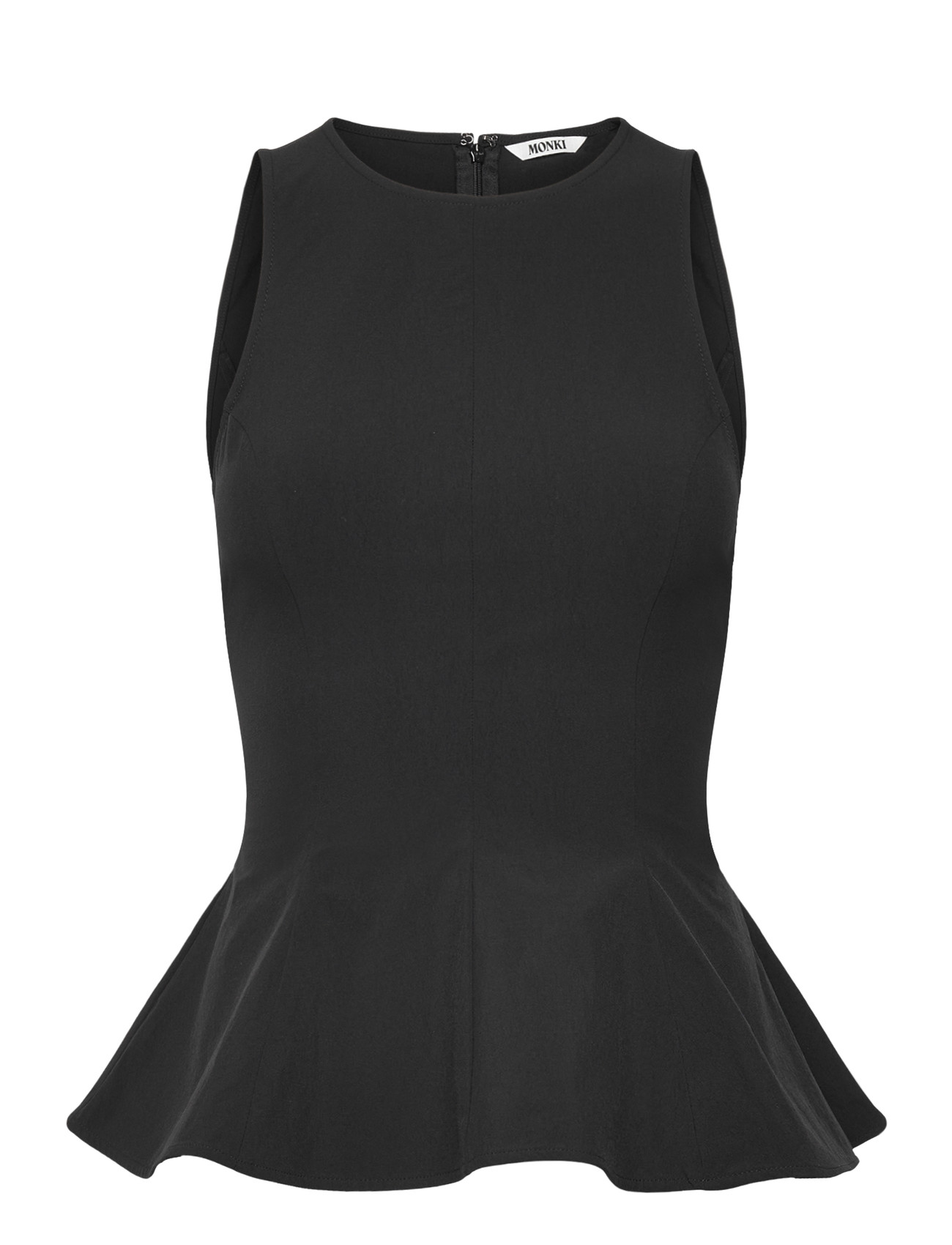 Monki Fitted Nylon Peplum Top, 36, Black, Bluser > Uden Ærmer, Dame