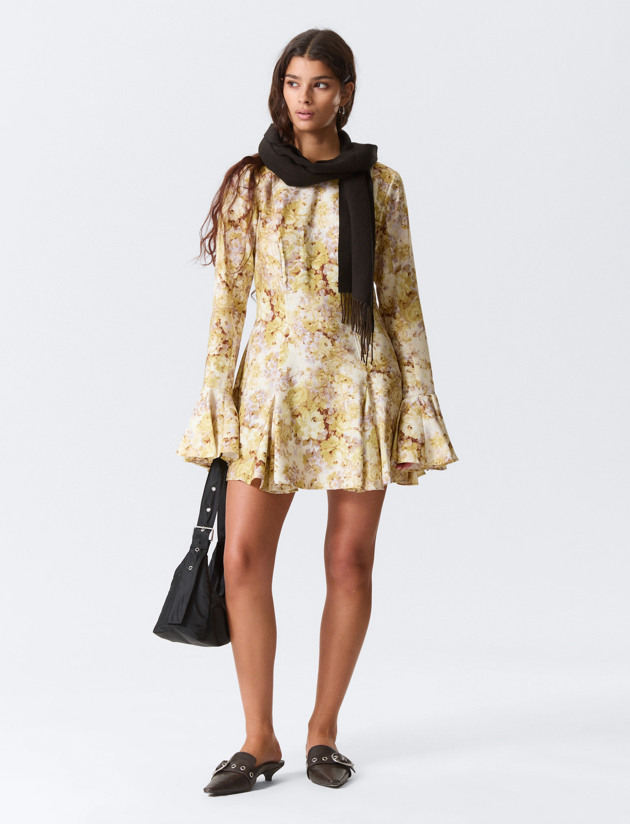 Monki Flounce Dress, 36, Yellow, Kjoler > Kort Kjole, Dame