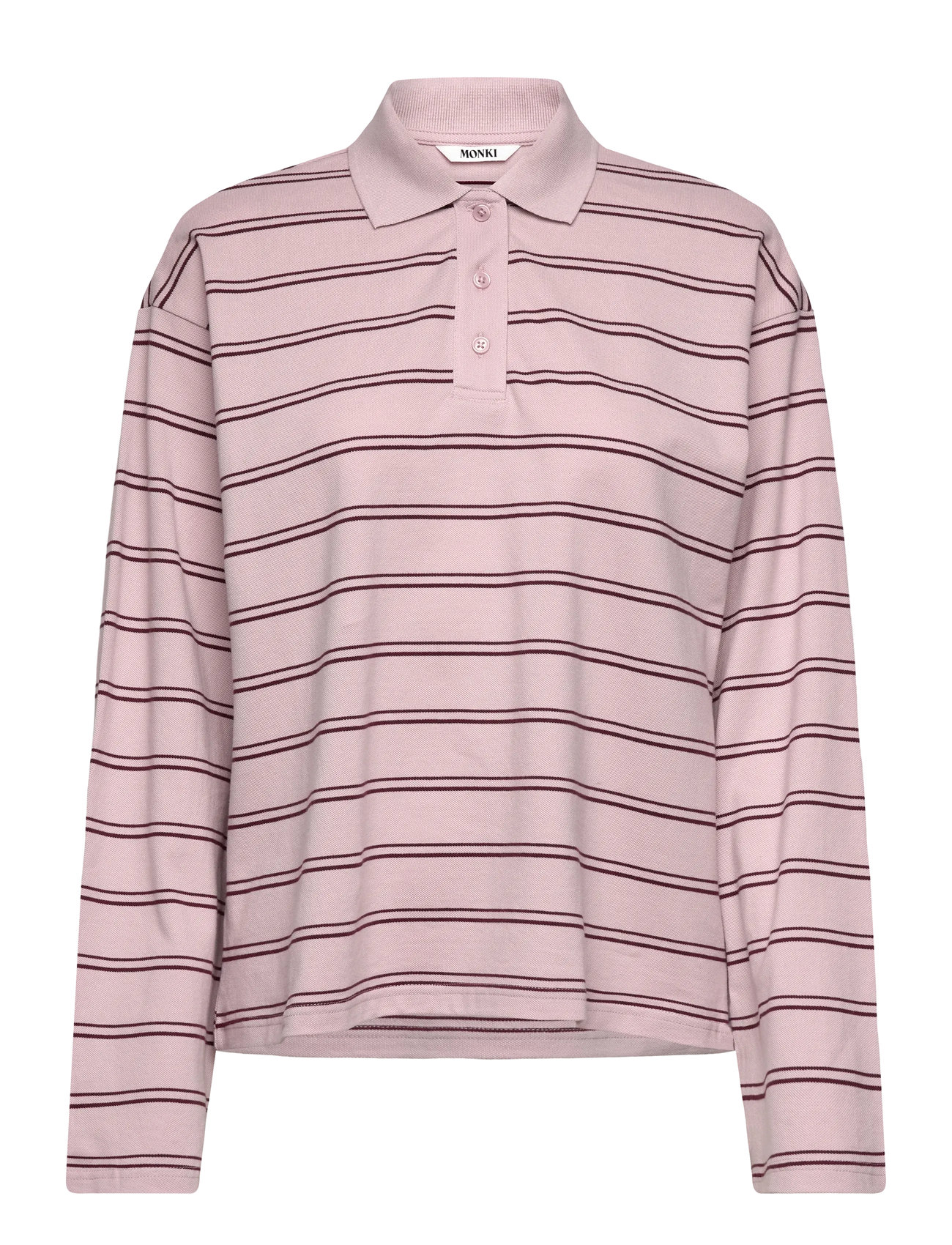 Monki Long-Sleeved Cotton Polo Top, S, Pink, T-Shirts Og Toppe > Poloer, Dame