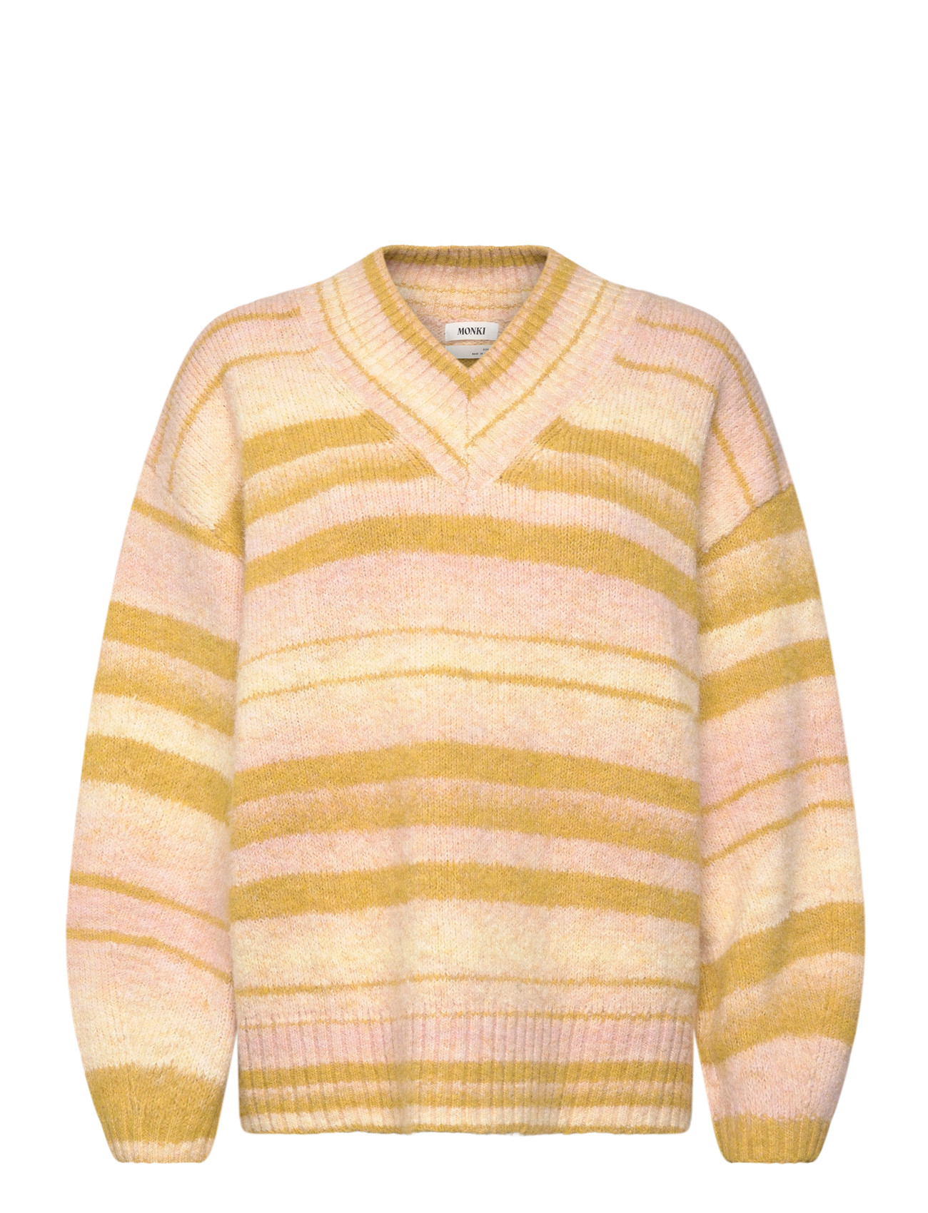 Monki Oversized Knitted V-Neck Sweater, XS, Yellow, Strik > Trøjer, Dame