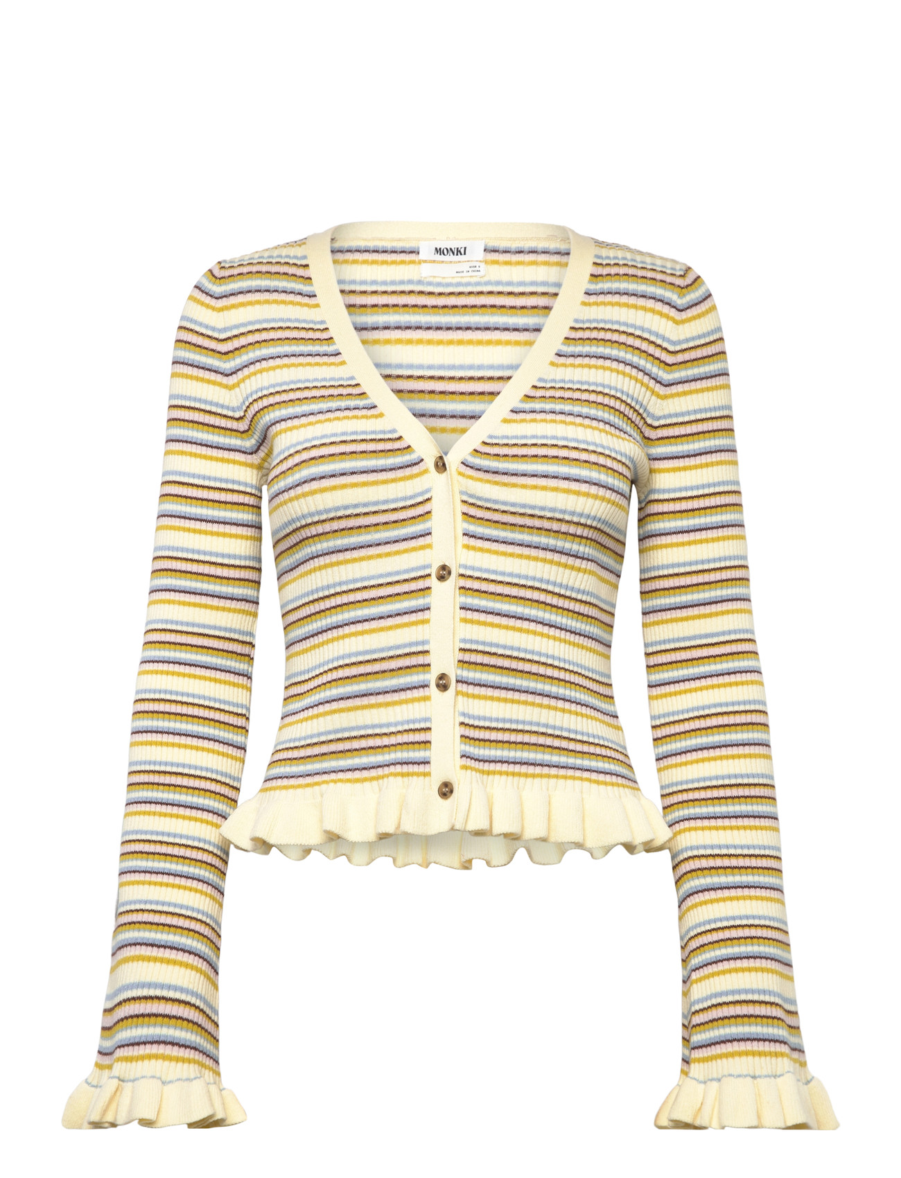 Monki Flouncy Button Up Cardigan, XS, Multi/patterned, Strik > Cardigans, Dame