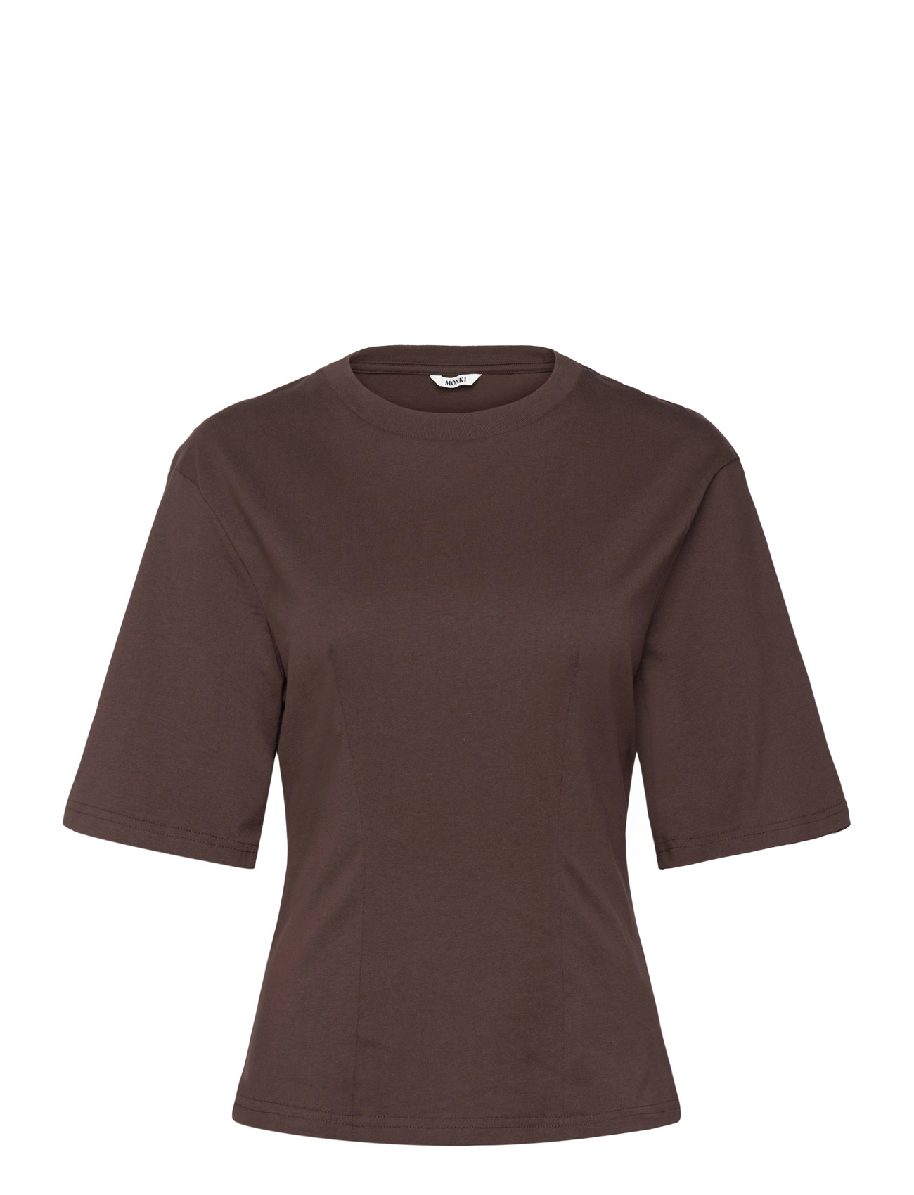 Monki Fitted Dart Detail T-Shirt, XS, Brown, T-Shirts & Toppe > Kortærmede, Dame