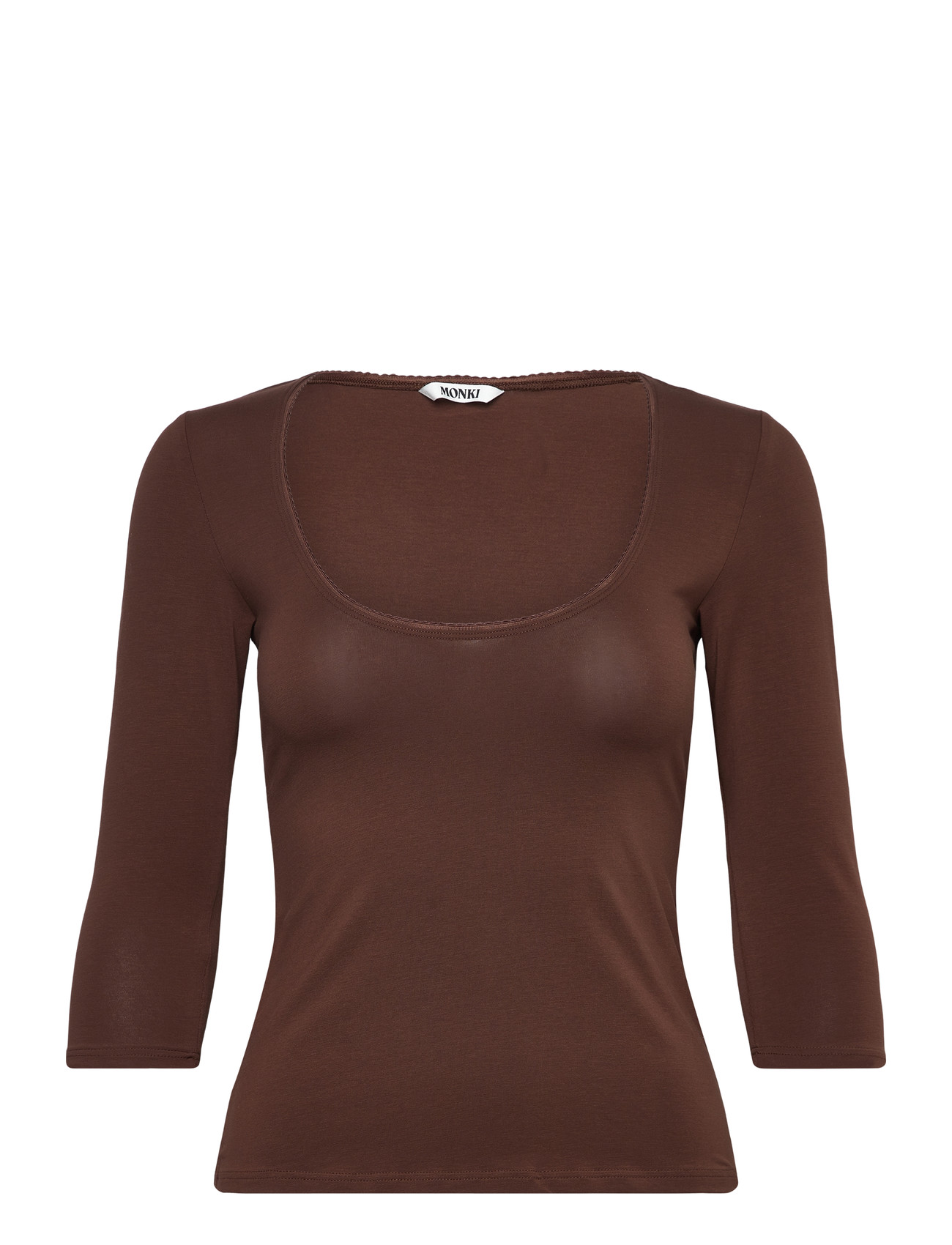 Monki 3/4 Sleeve Top, S, Brown, T-Shirts & Toppe > Langærmede, Dame