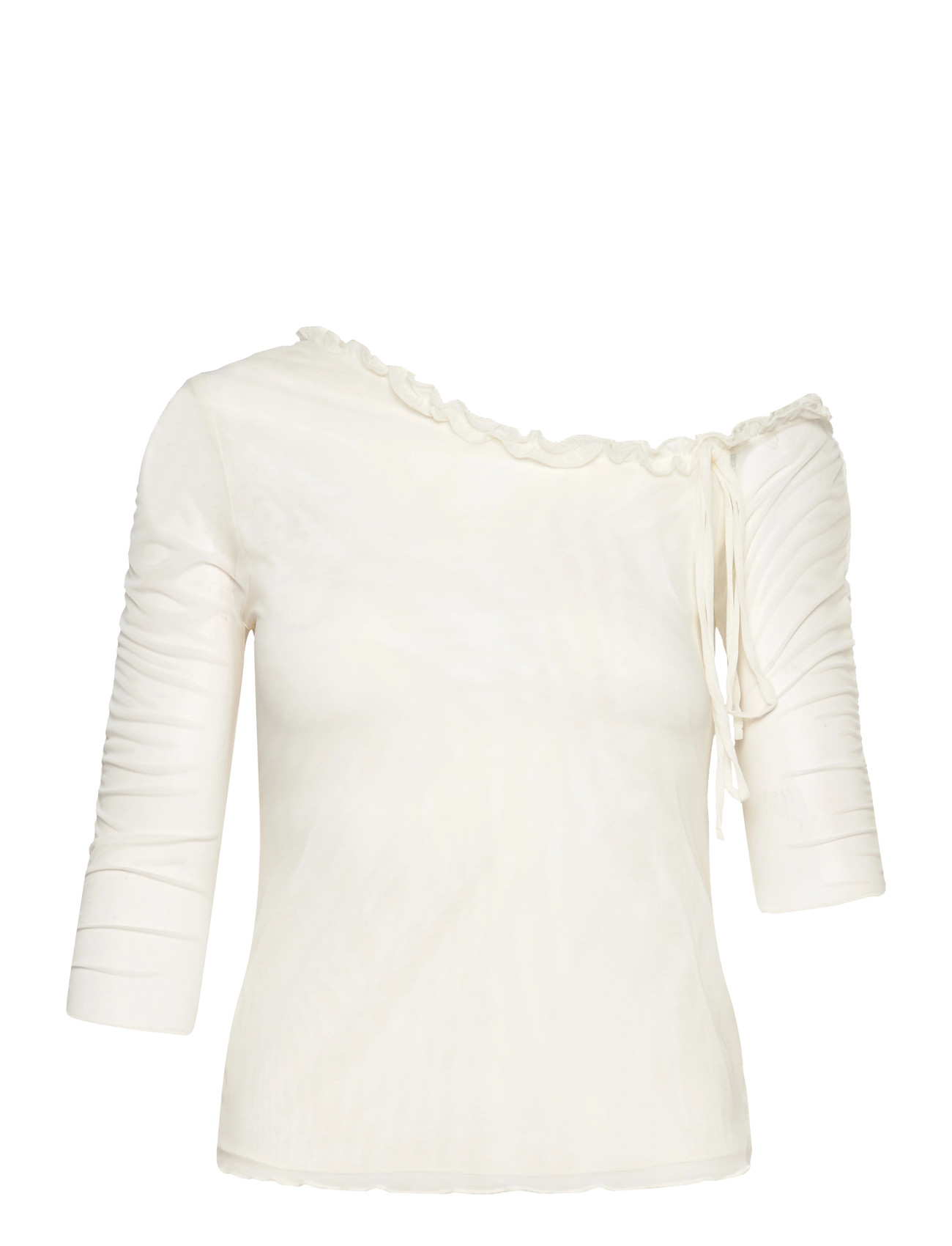 Monki Asymmetric Off-Shoulder Three-Quarter Sleeve Top, S, White, T-Shirts & Toppe > Langærmede, Dame