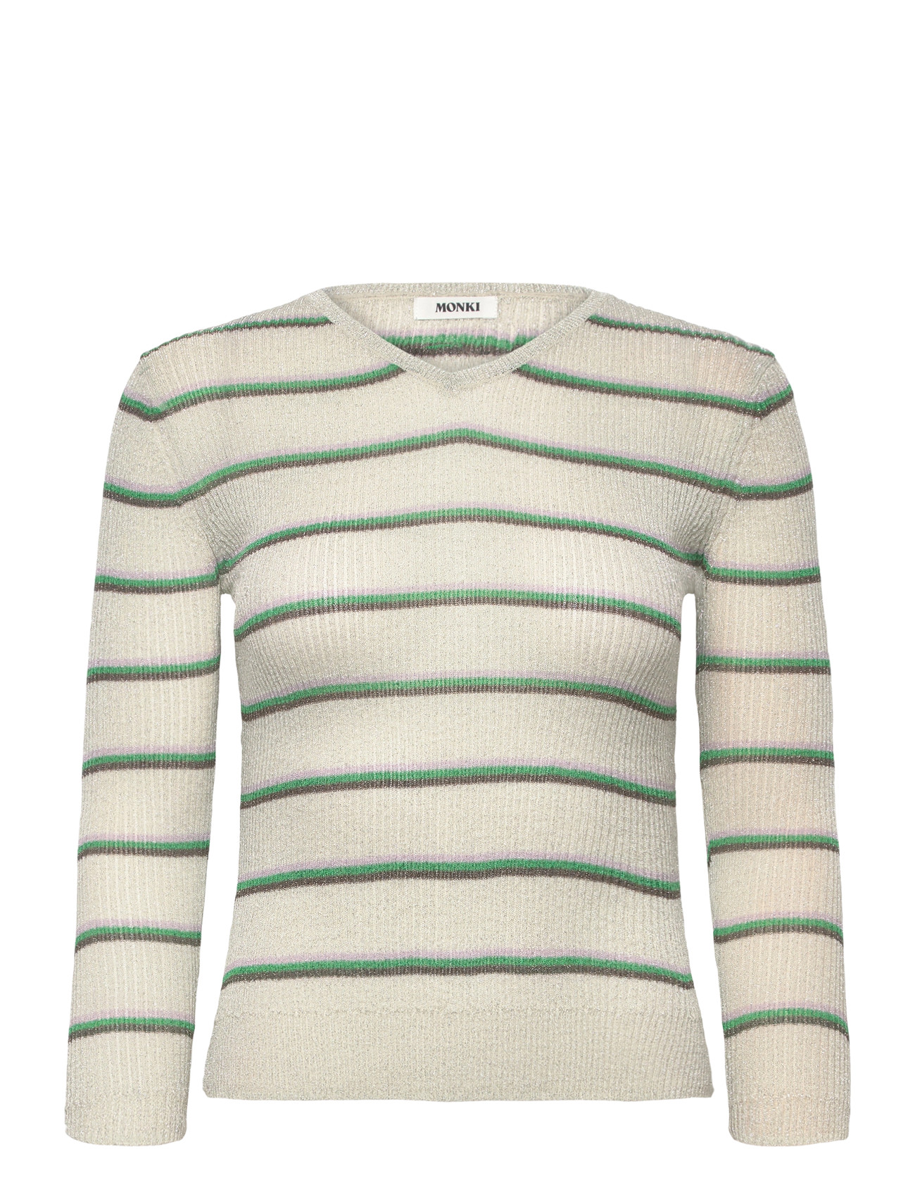 Monki Slim Knitted V-Neck Sweater, S, Cream, Strik > Trøjer, Dame