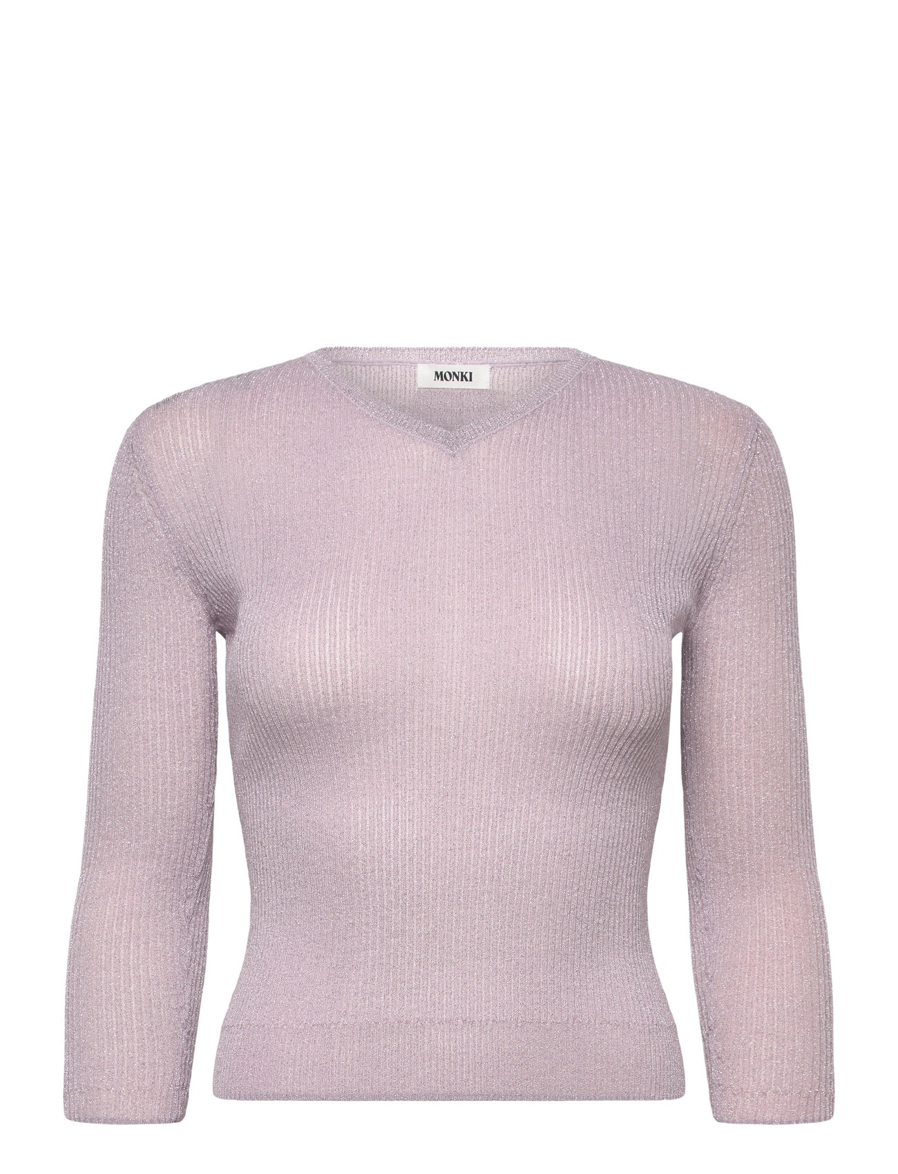 Monki Slim Knitted V-Neck Sweater, S, Pink, Strik > Trøjer, Dame