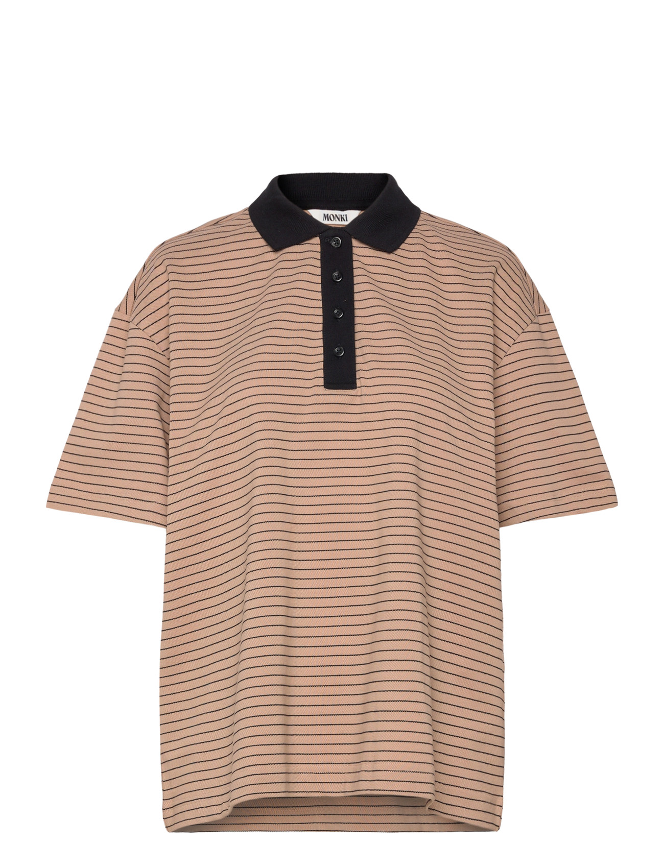 Monki Short-Sleeved Polo T-Shirt, XXS, Beige, T-Shirts Og Toppe > Poloer, Dame