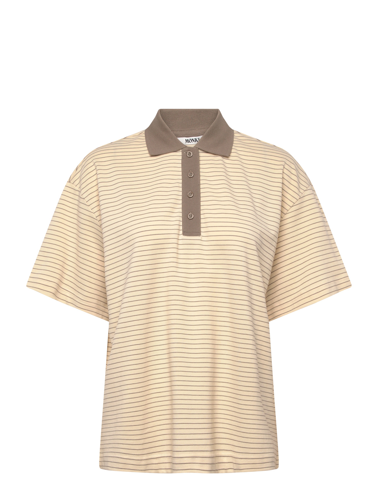 Monki Short-Sleeved Polo T-Shirt, L, Cream, T-Shirts Og Toppe > Poloer, Dame