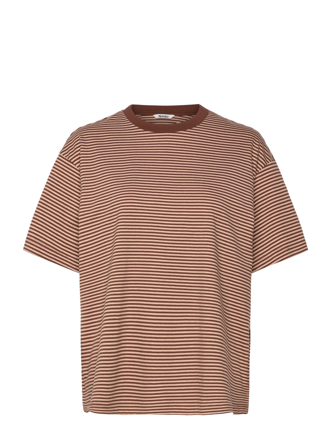 Monki Short-Sleeved Cotton T-Shirt, XL, Brown, T-Shirts & Toppe > Kortærmede, Dame