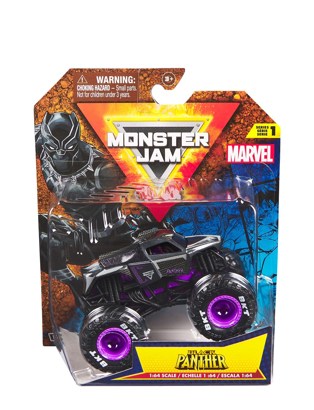 Monster Jam 1:64 Marvel Single - Black Panther Toys Toy Cars & Vehicles Toy Cars Black Monster Jam