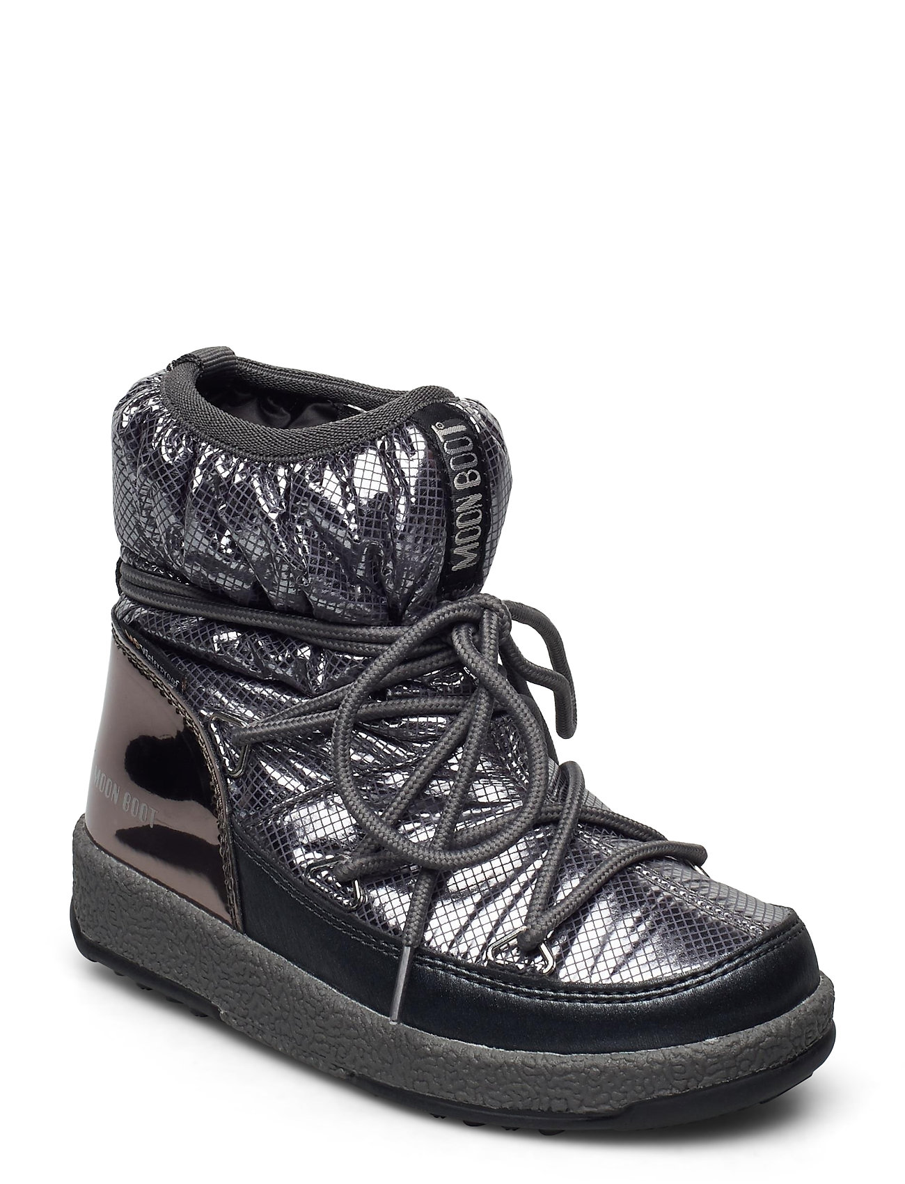 Sølv Moon Boot Mb Jrgirl Low Premium Wp Vinterstøvler Med Snøre Moon Boot vinterstøvler for børn - Pashion.dk