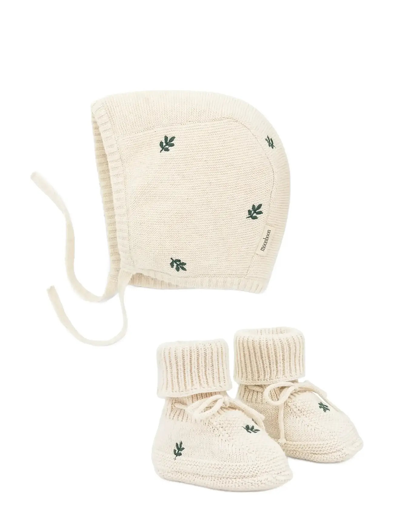 Moonboon Knitted Bonnet And Booties Giftbox, 6-9M(74 cm), Cream > Baby Gavesæt, Børn