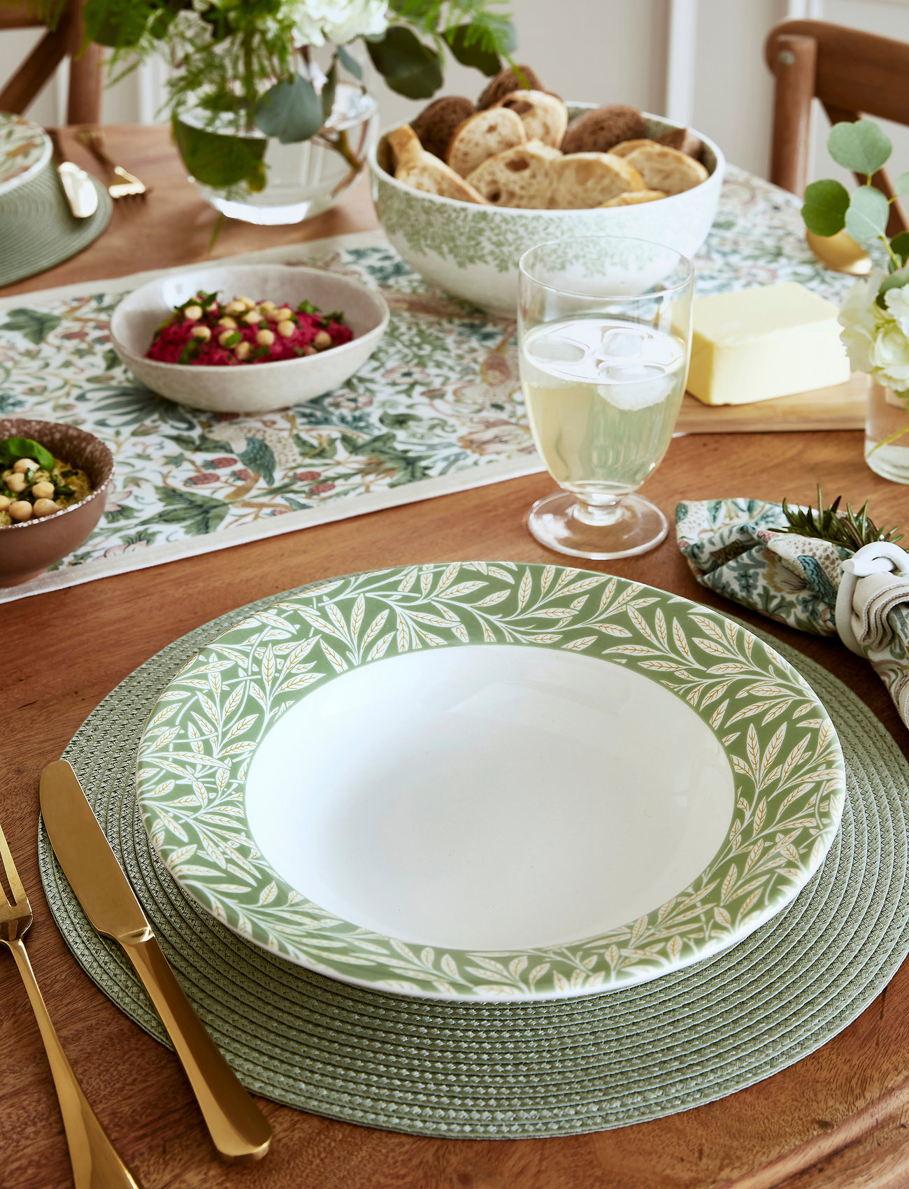 Morris & Co Morris & Co Pasta Bowl Willow 4-Pack, One Size, Green, Tallerkener > Pastatallerkener, Unisex