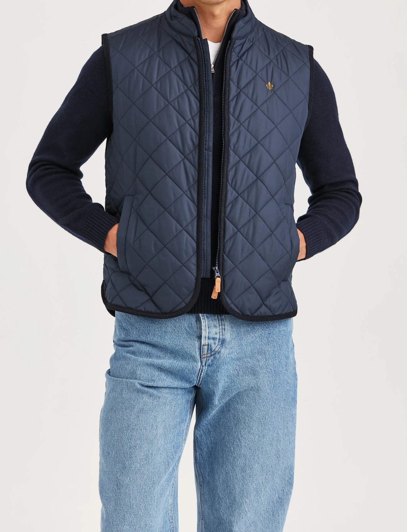 Morris Teddy Quilted Vest, XXL, Navy, Overtøj > Veste, Herre