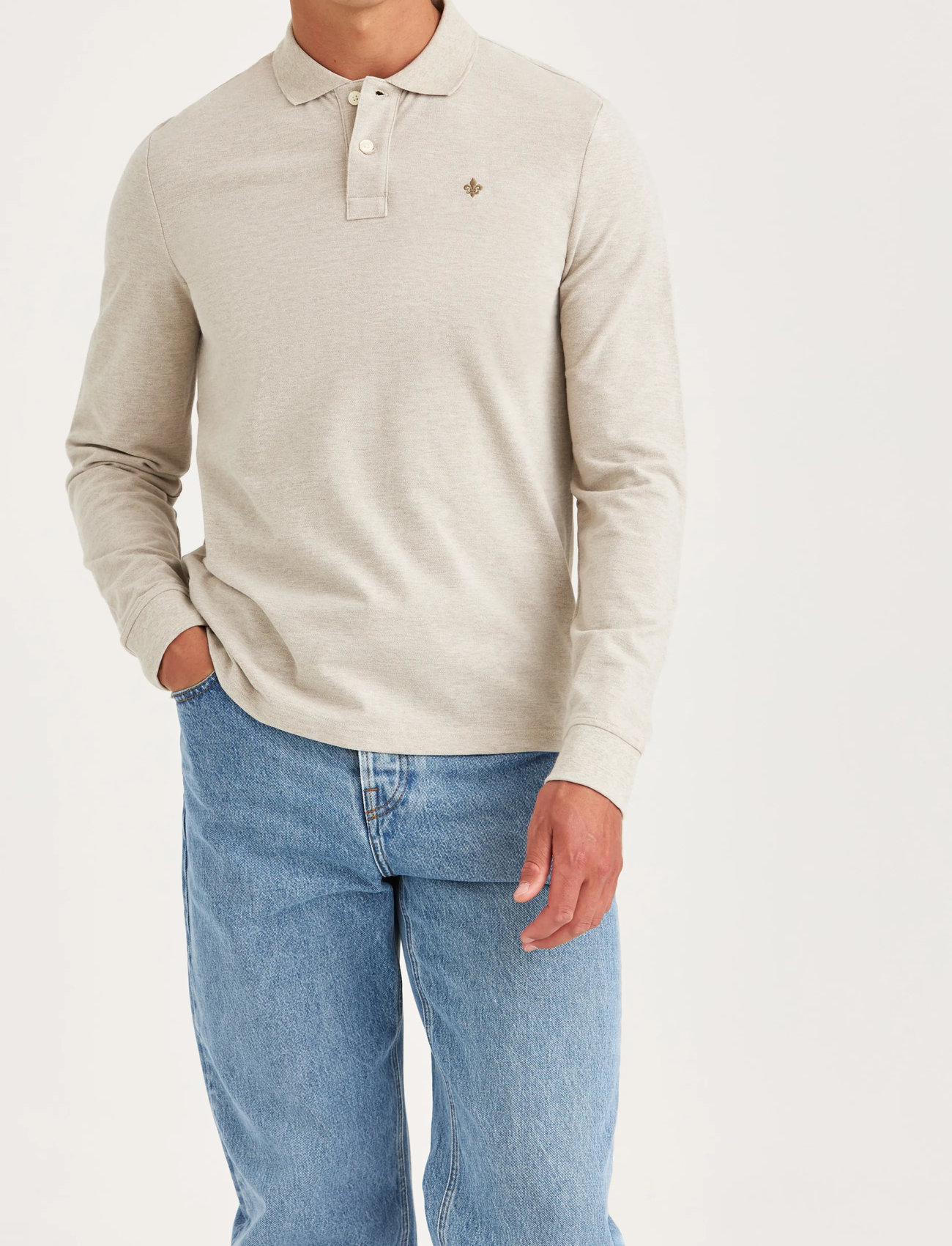 Morris Camden Ls Polo Shirt, XL, Beige, Poloer > Langærmede, Herre