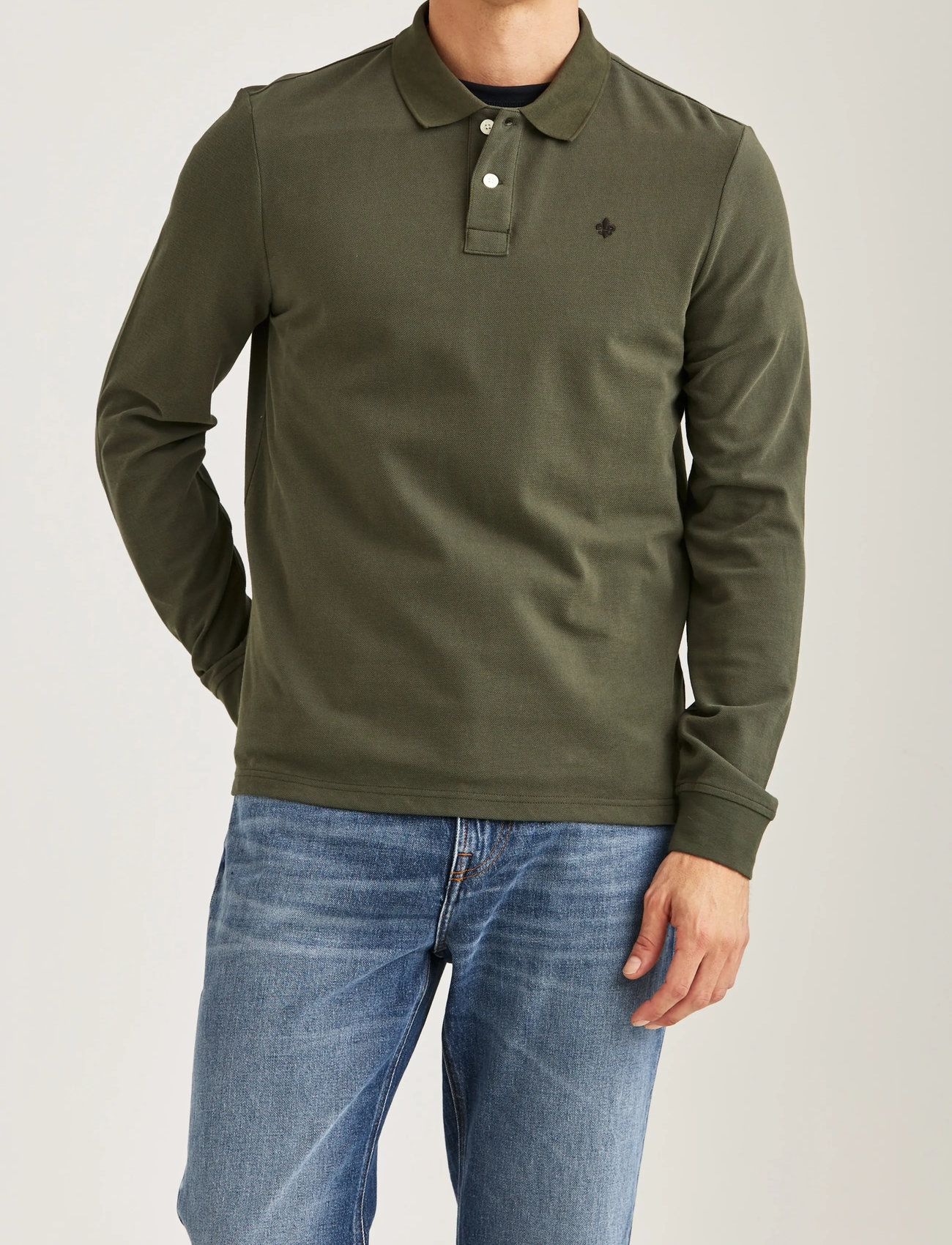 Morris Camden Ls Polo Shirt, M, Khaki green, Poloer > Langærmede, Herre