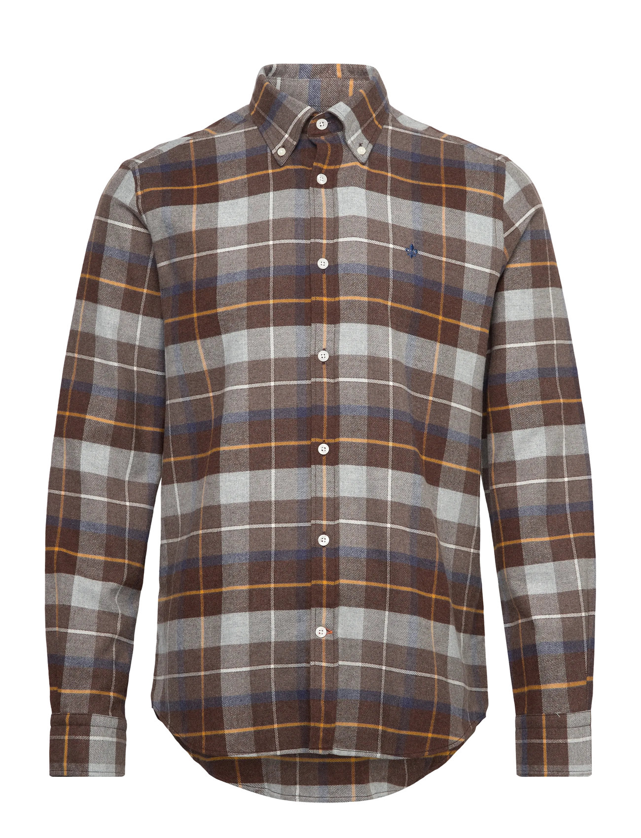 MORRIS Big Check Flannel Shirt-Klassisch Fit Braun - XS - Herren