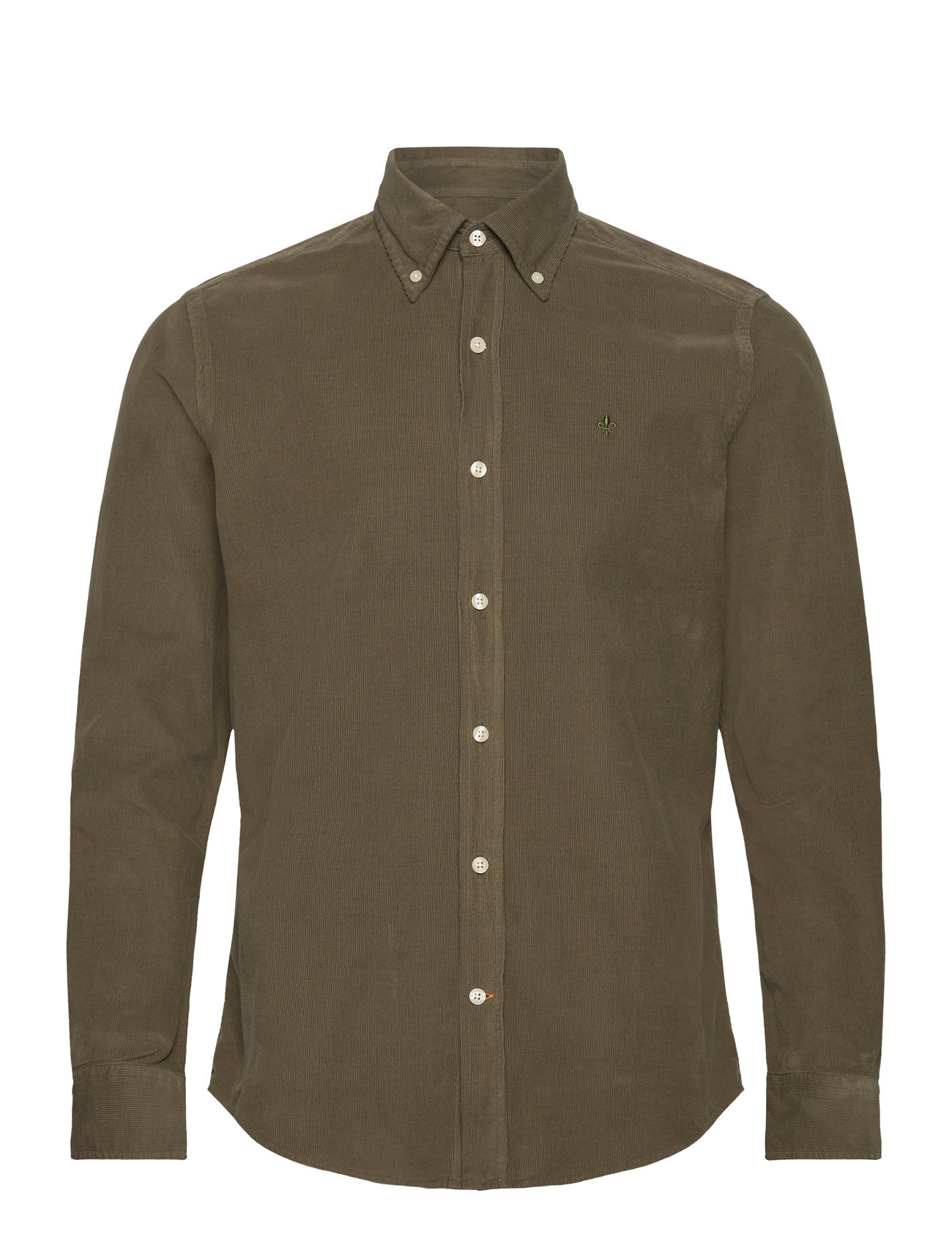 Morris Douglas Cord Shirt-Slim Fit Khaki Green