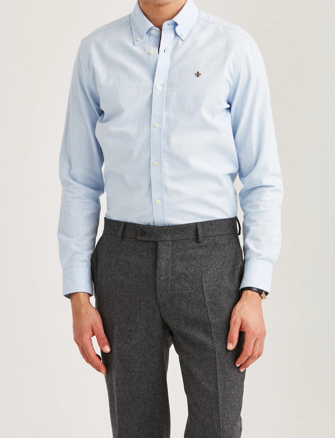 Morris Watts Flannel Shirt-Slim Fit, L, Blue, Skjorter > Afslappet Shirts, Herre