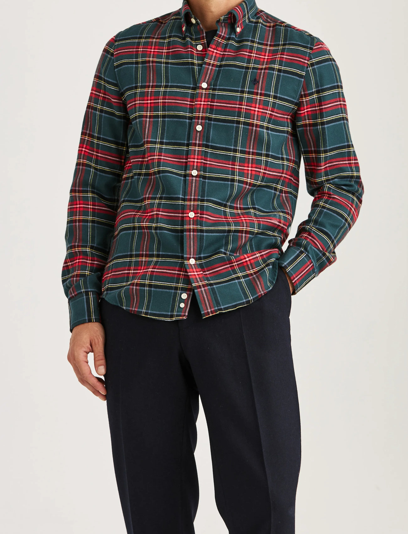 Morris Soft Twill Tartan Shirt-Slim Fit, M, Red, Skjorter > Afslappet Shirts, Herre