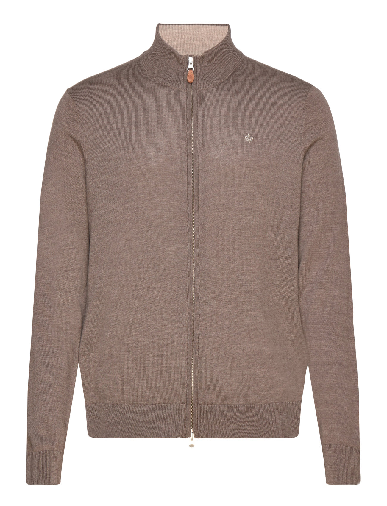 Morris Merino Zip Cardigan Brun