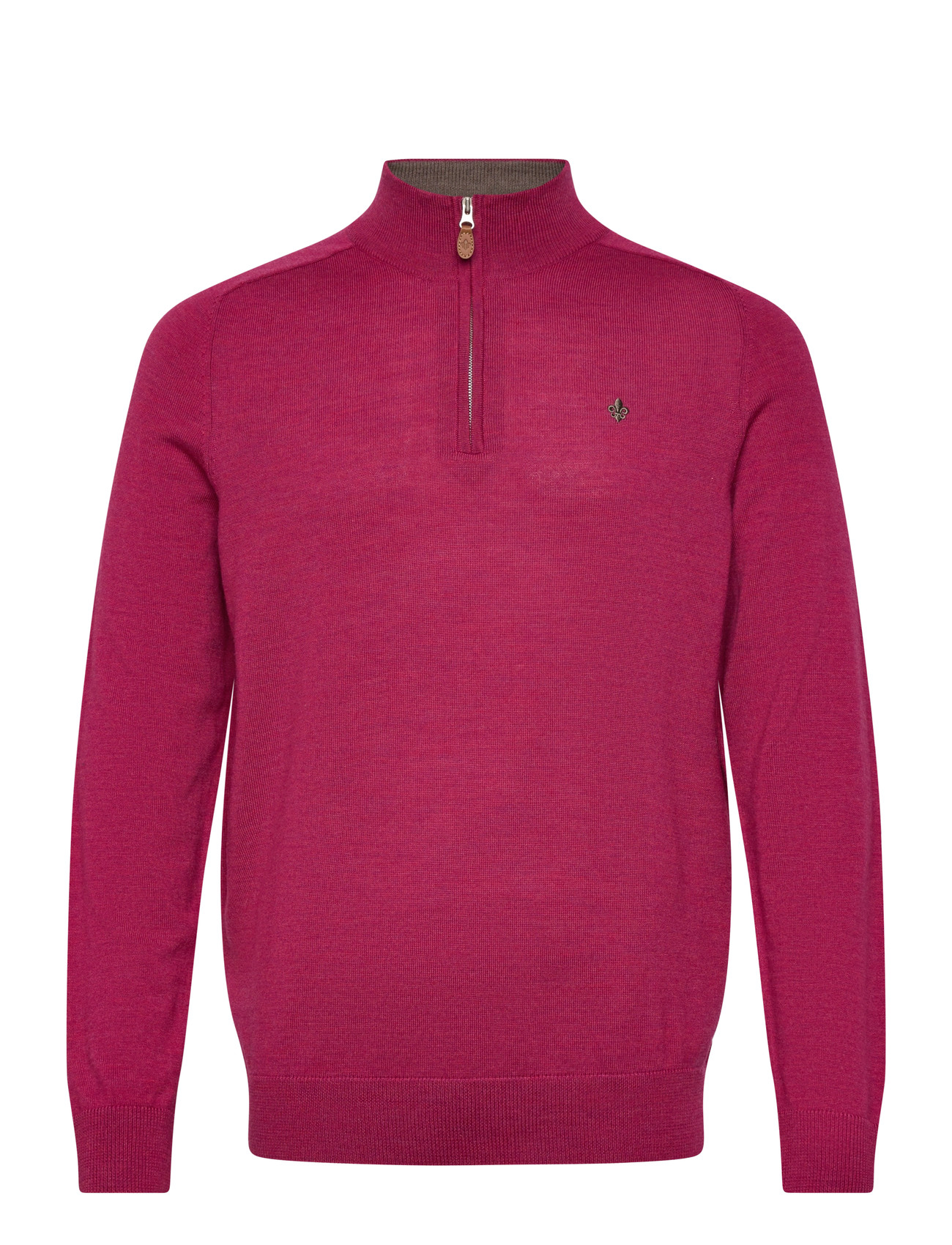 Morris Merino John Zip, S, Pink, Strik > Trøjer Med Halv Lynlås, Herre