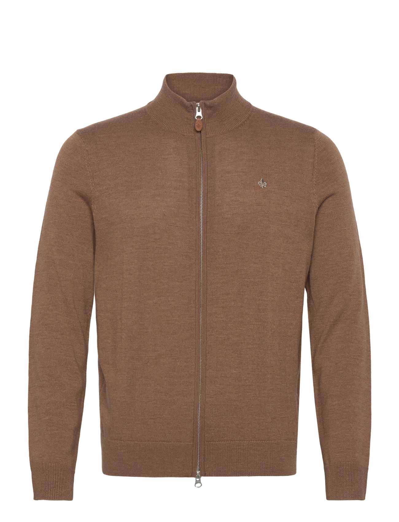 MORRIS Merino Zip Cardigan Braun - M - Herren