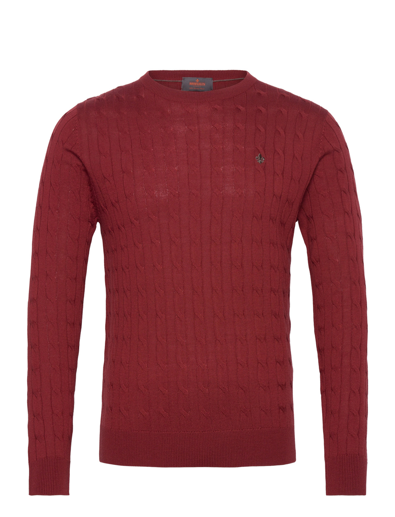 MORRIS Merino Cable Oneck Rot - L - Herren