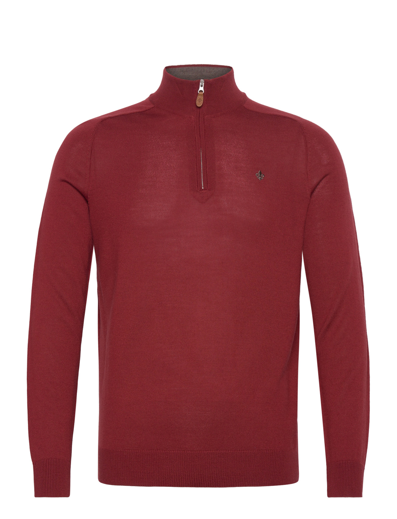 Morris Merino John Zip, L, Red, Strik > Trøjer Med Halv Lynlås, Herre
