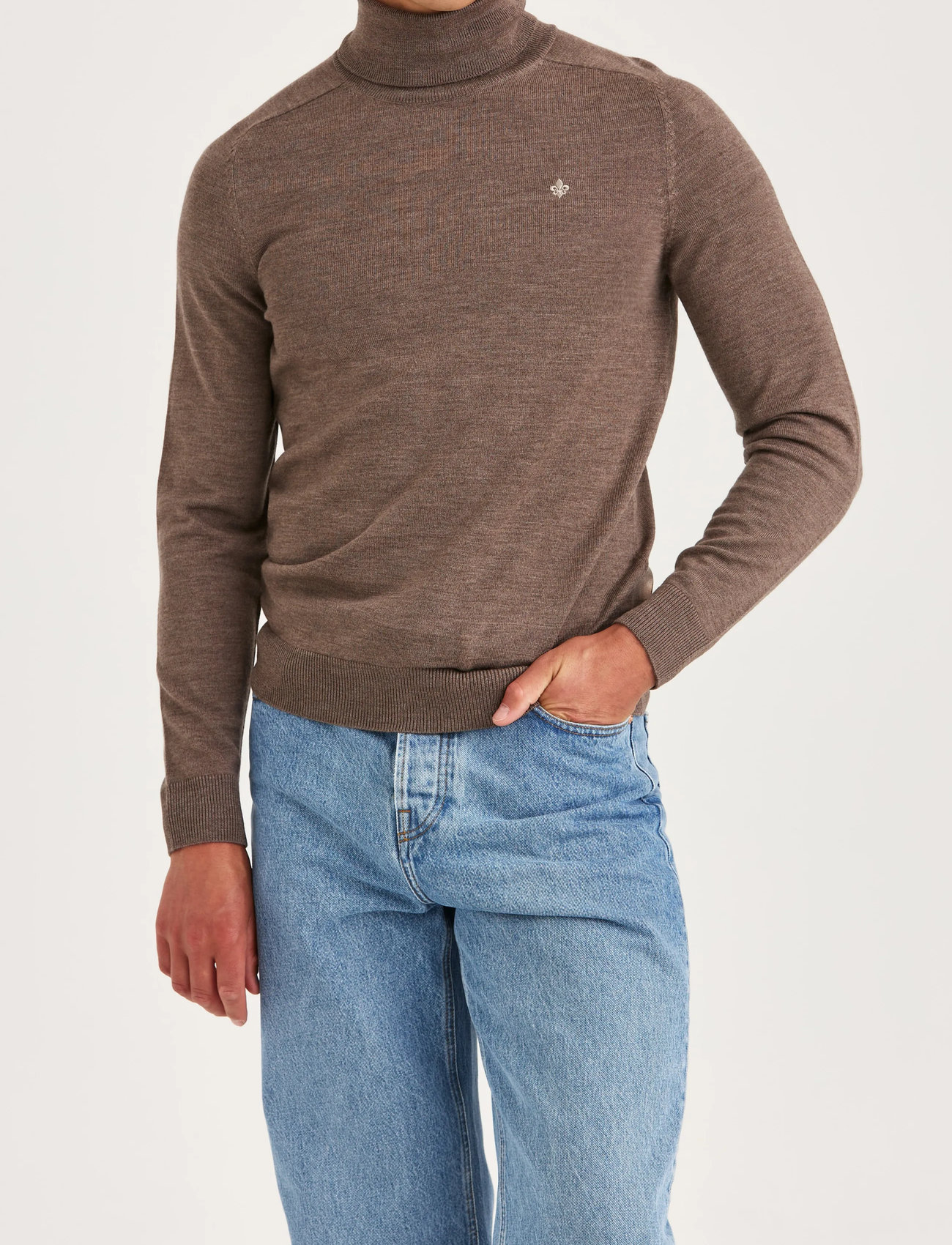 Morris Merino Roller Neck, M, Brown, Strik > Rullekraves, Herre