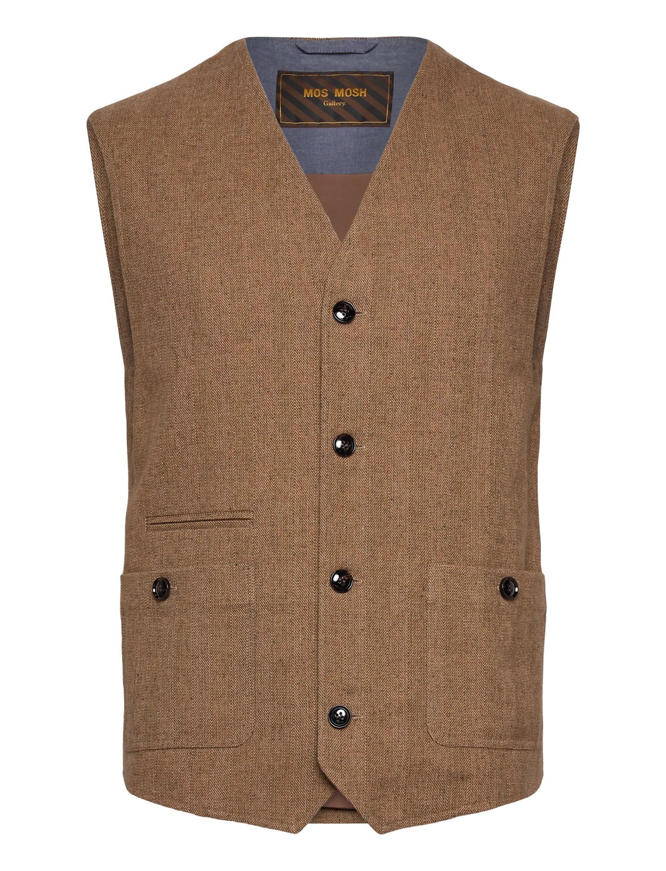 Mos Mosh Gallery Mmgconor Herringbone Waistcoat, 50, Brown, Suits & Blazere > Waistcoats, Herre