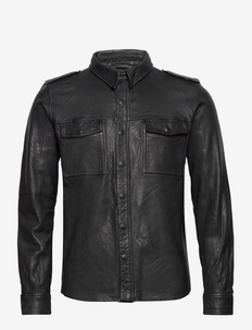 Ollie Leather Overshirt - lederjacken - black
