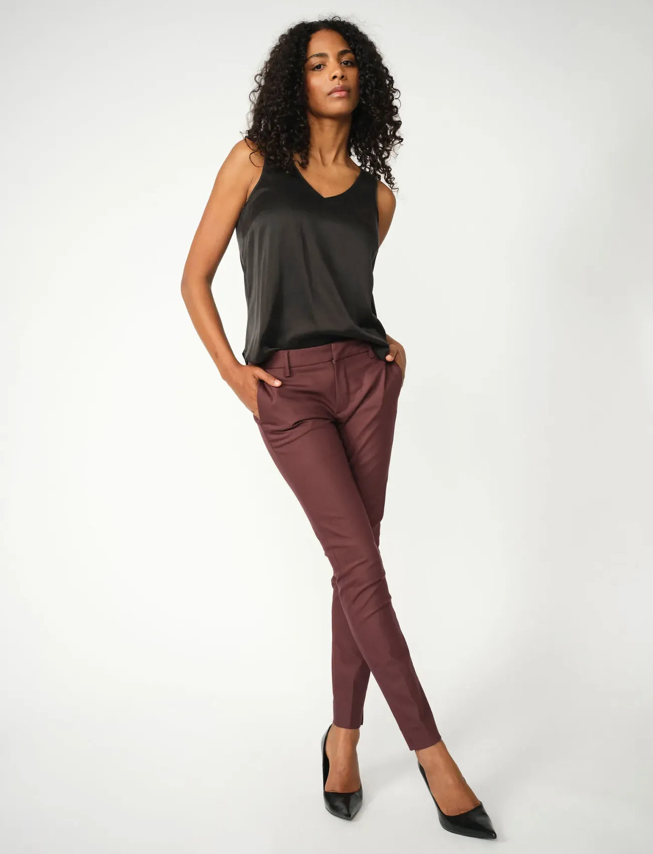 MOS MOSH Mmabbey Night Pant, 32, Burgundy, Bukser > Slim Fit-Bukser, Dame