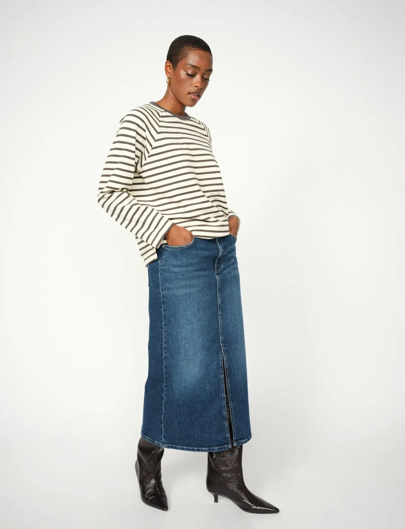 MOS MOSH Mmmella Denim Skirt, 30, Blue, Nederdele > Maxi Nederdele, Dame