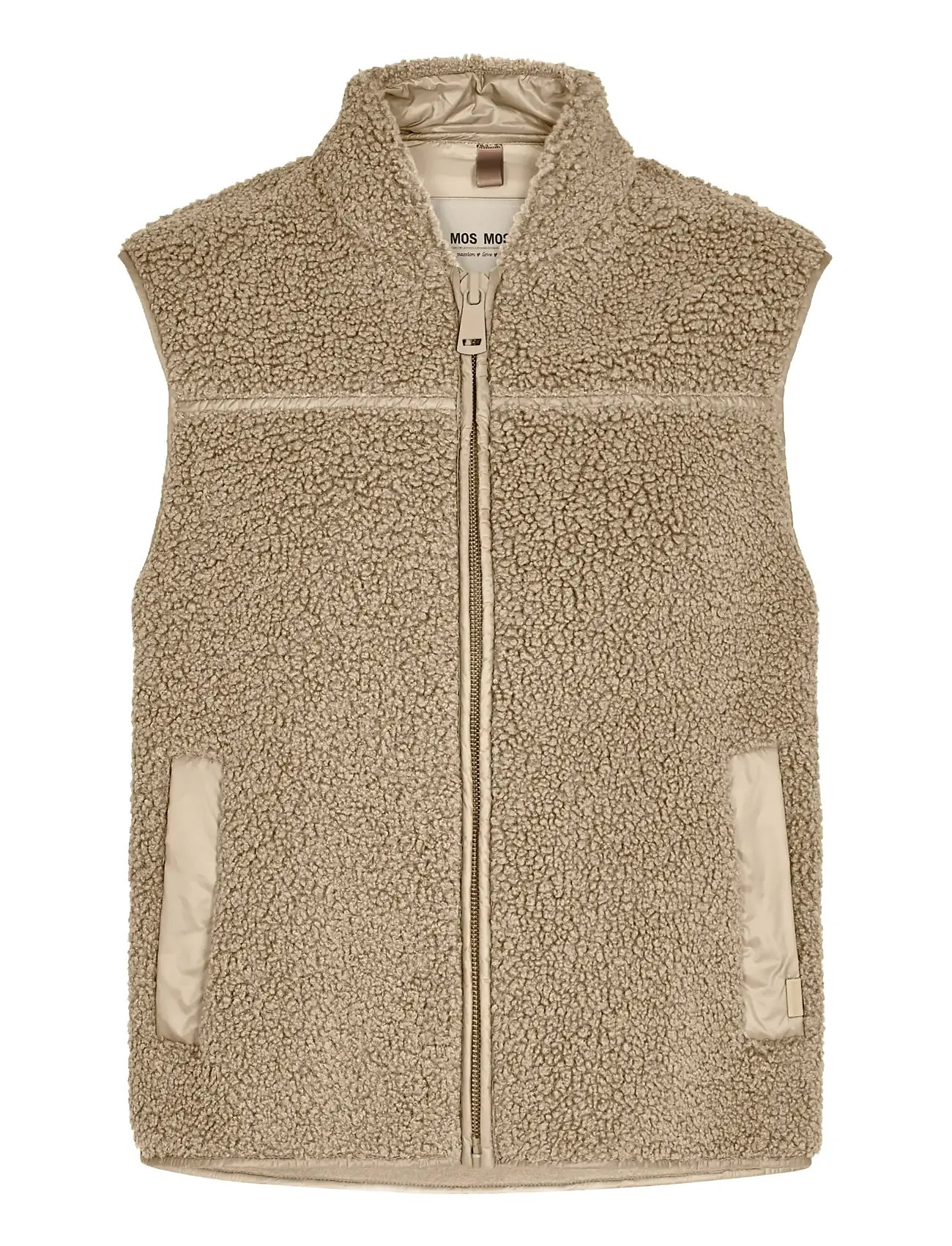MOS MOSH Mmrowe Teddy Waistcoat, S, Beige, Veste > Vatterede Veste, Dame