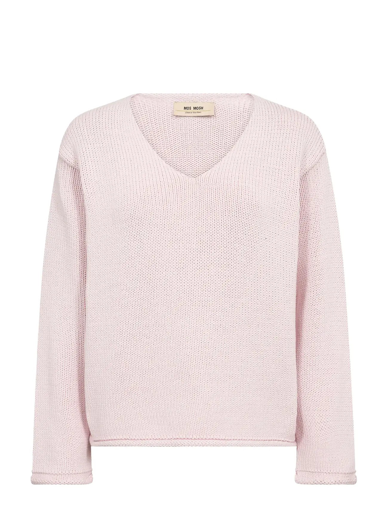 MOS MOSH Mmbine Ls V-Neck Knit, M, Pink, Strik > Trøjer, Dame