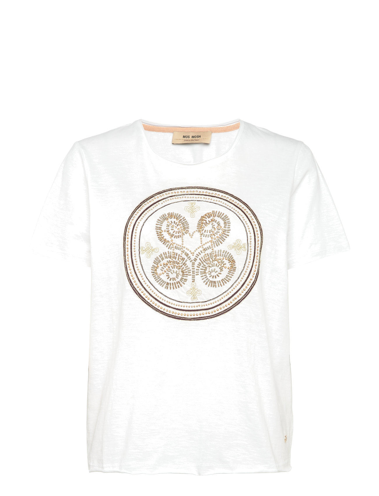 MOS MOSH Mmzano O-Ss Embroidery Tee, XS, White, T-Shirts & Toppe > Kortærmede, Dame