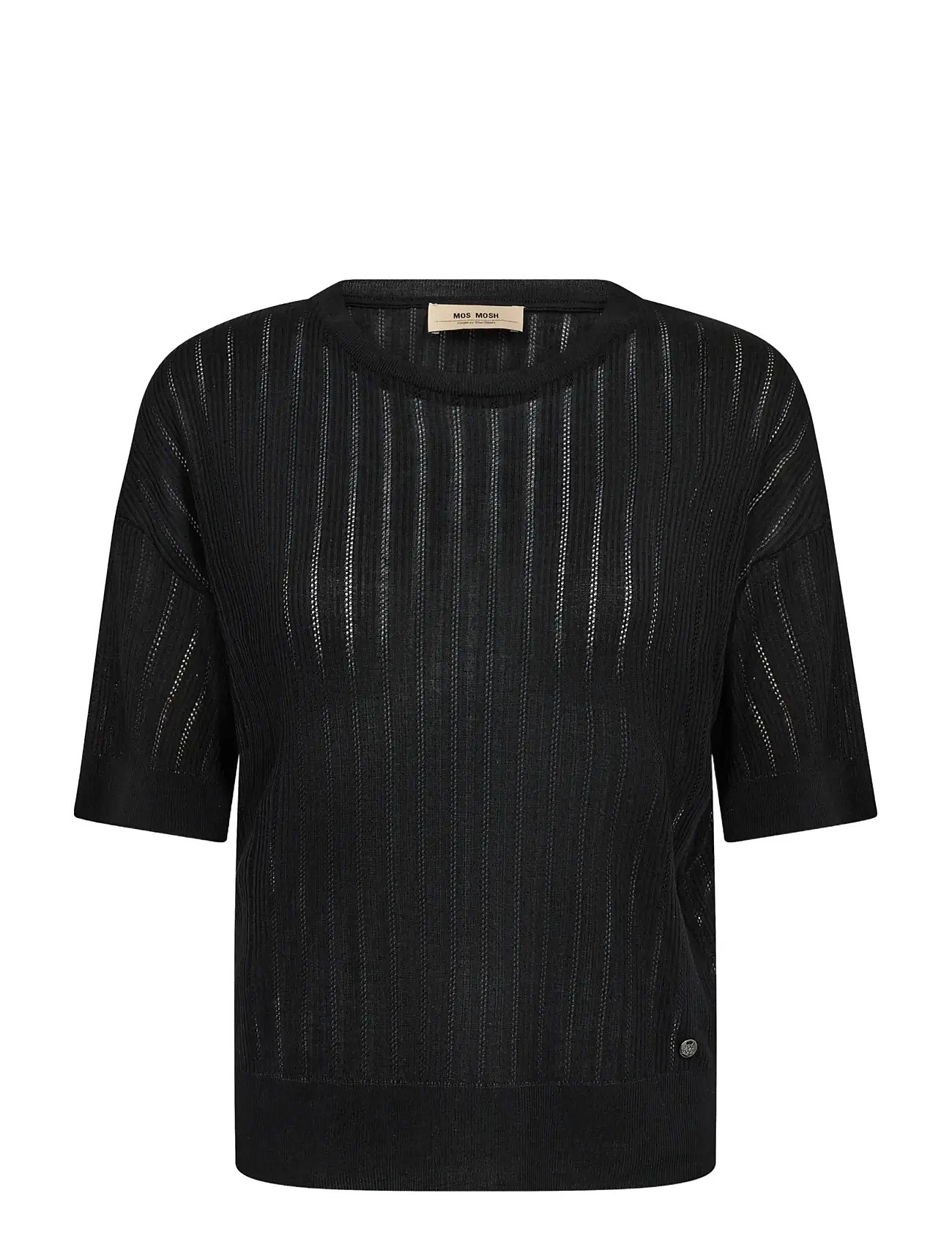MOS MOSH Mmswann O-Ss Spring Tee, S, Black, T-Shirts & Toppe > Kortærmede, Dame