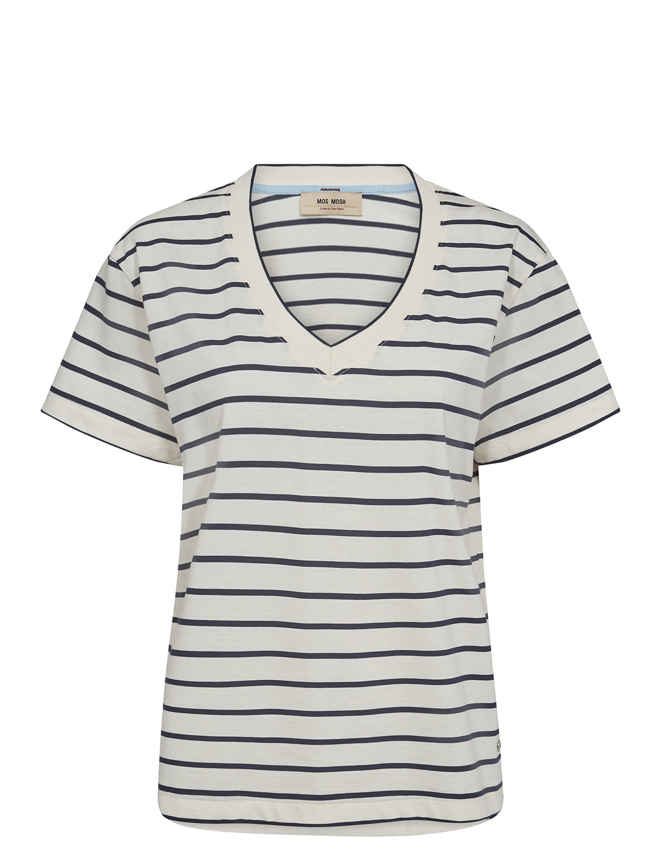MOS MOSH Mmnani V-Ss Stripe Tee Navy - XS - Damen