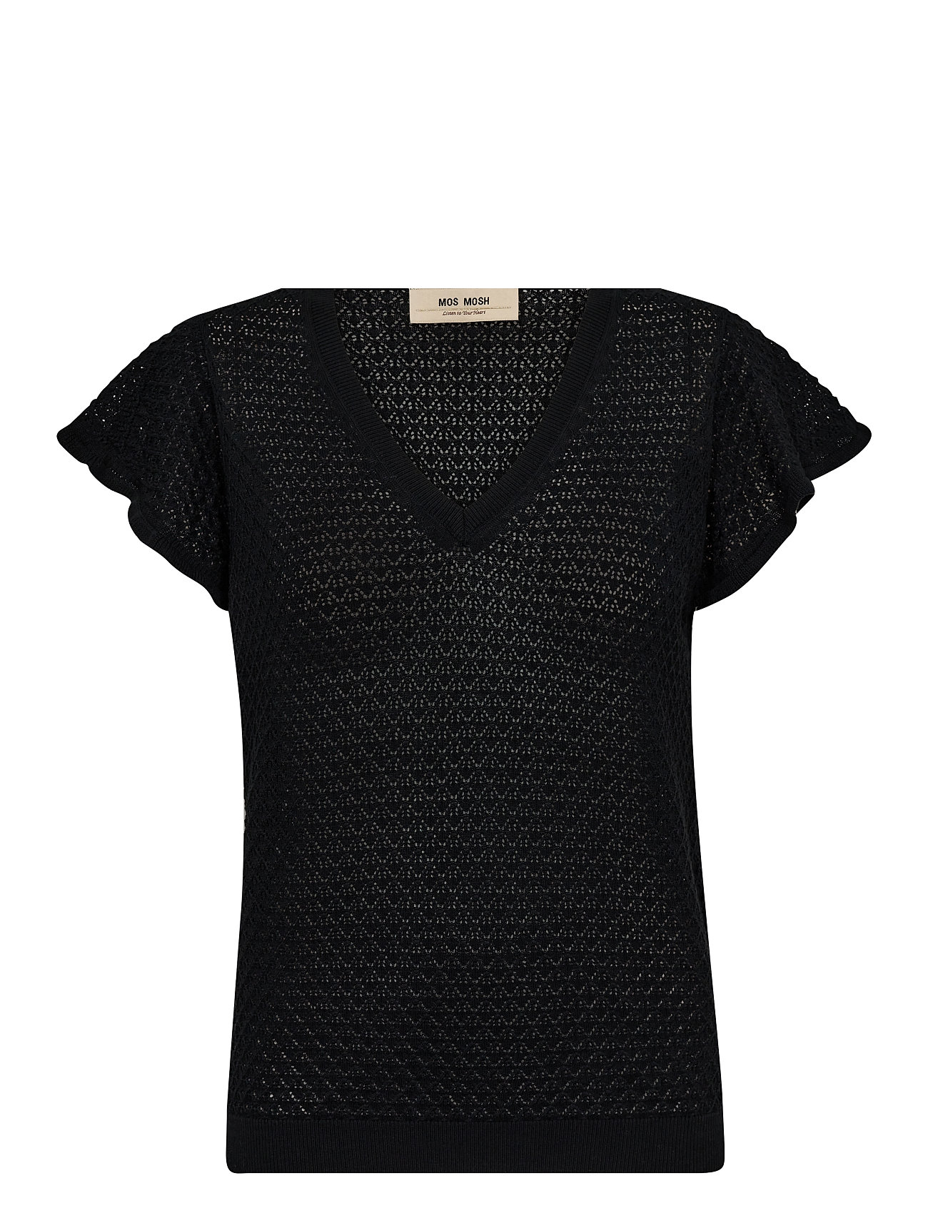 MOS MOSH Mmganna Pattern V-Neck Knit Svart