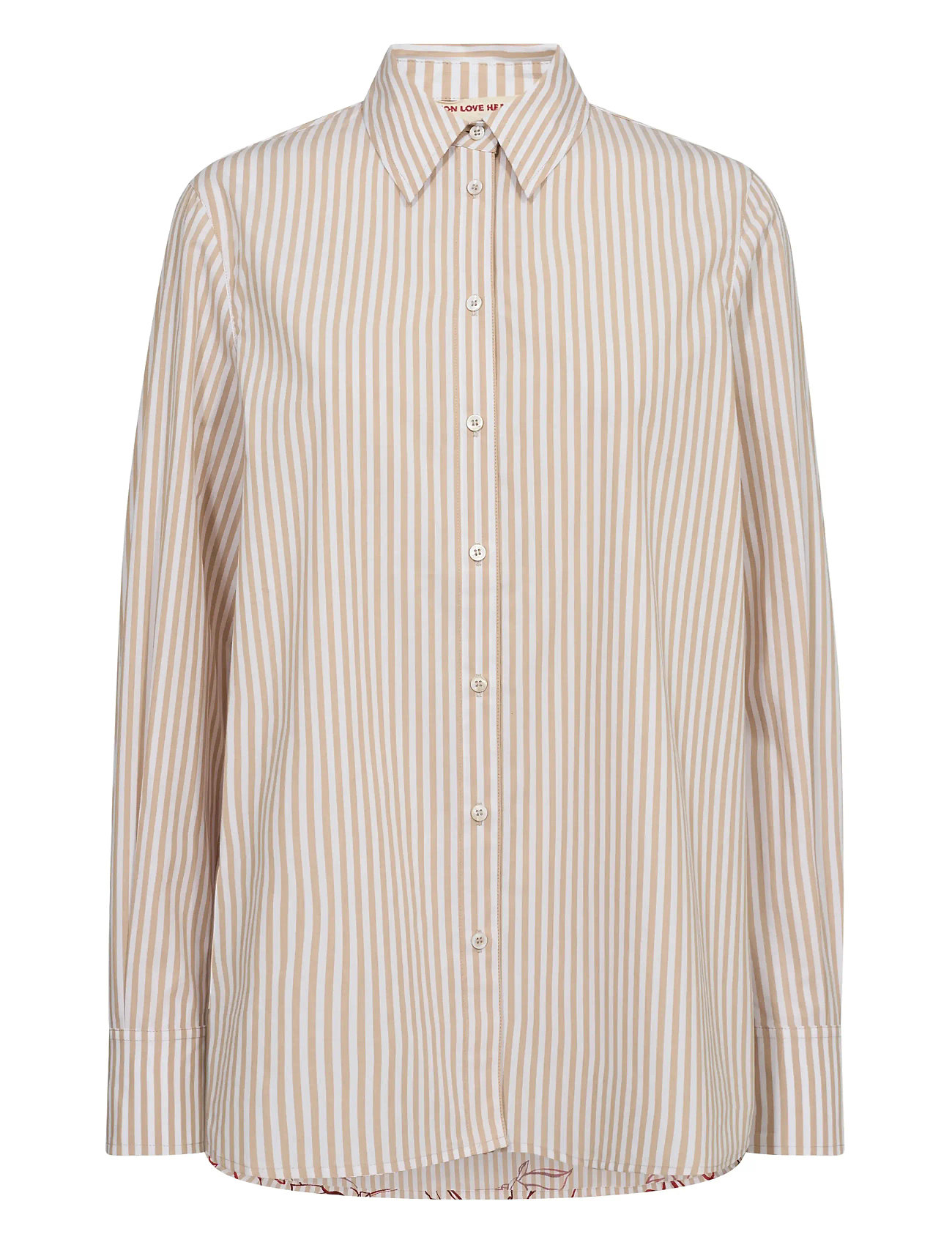 MOS MOSH Mmelinda Leafy Stripe Shirt, S, Blue, Skjorter > Langærmede, Dame