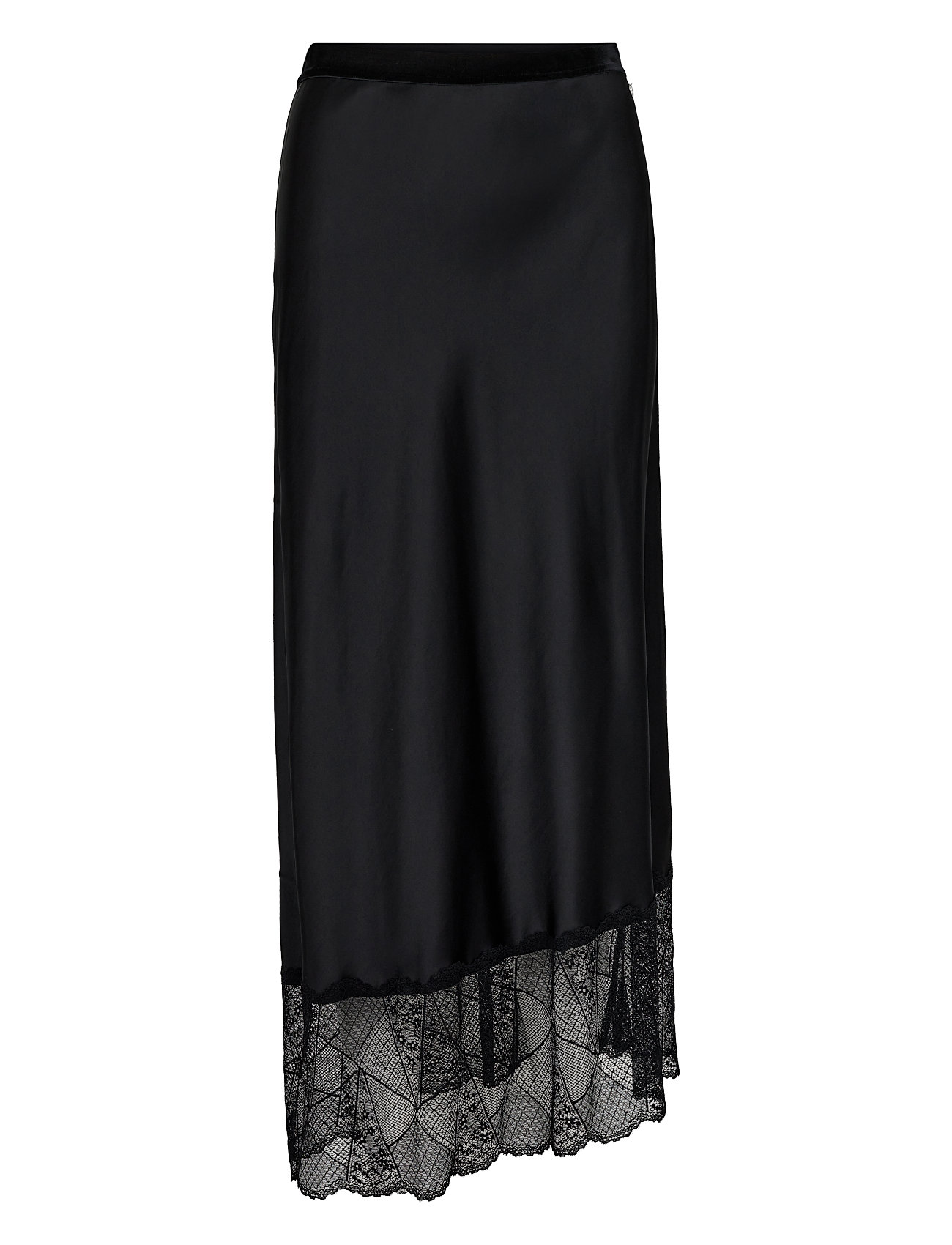 Mmbias Satin Lace Skirt Skirts Knee-length & Midi Skirts Black MOS MOSH