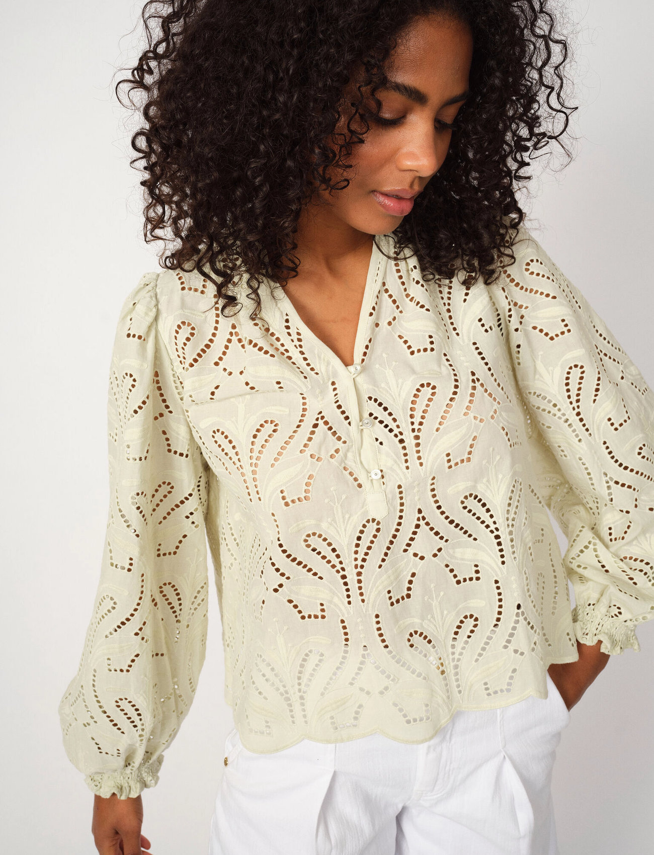 MOS MOSH Mmtazzin Caza Blouse, L, Green, Bluser > Langærmede, Dame